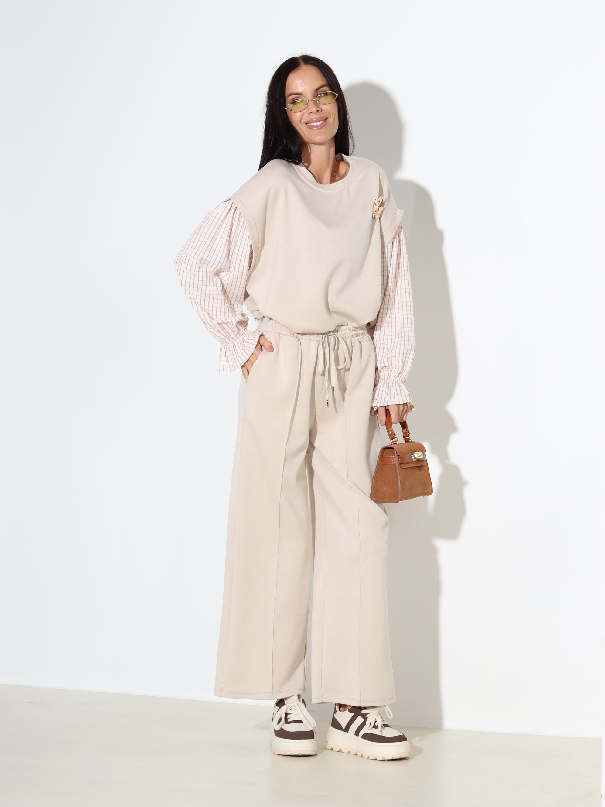 Bēšas sportiska stila püksid - 18022