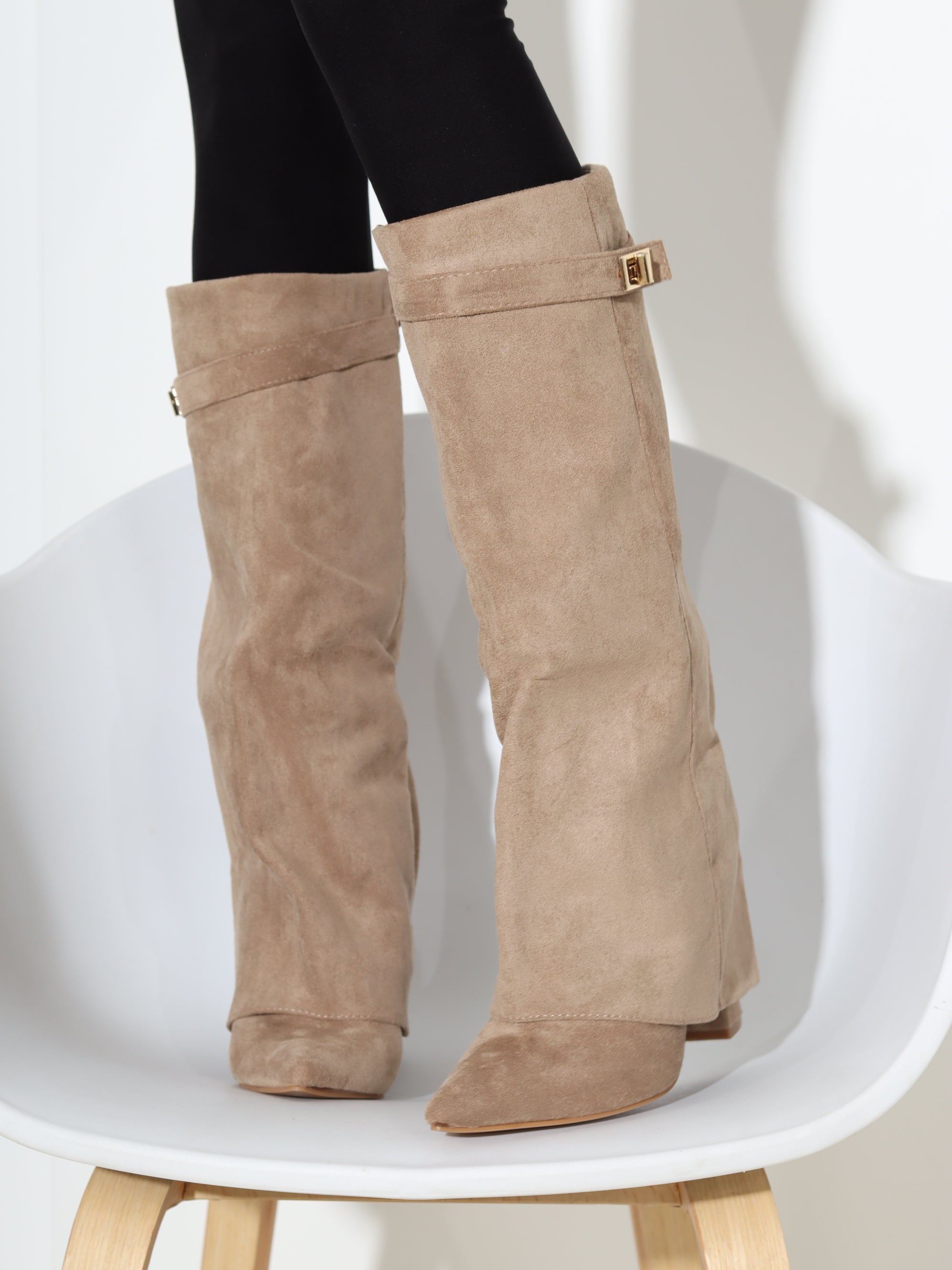 G.brūni m/zamša zābaki, gari ar pārloku uz papēdi - 18268