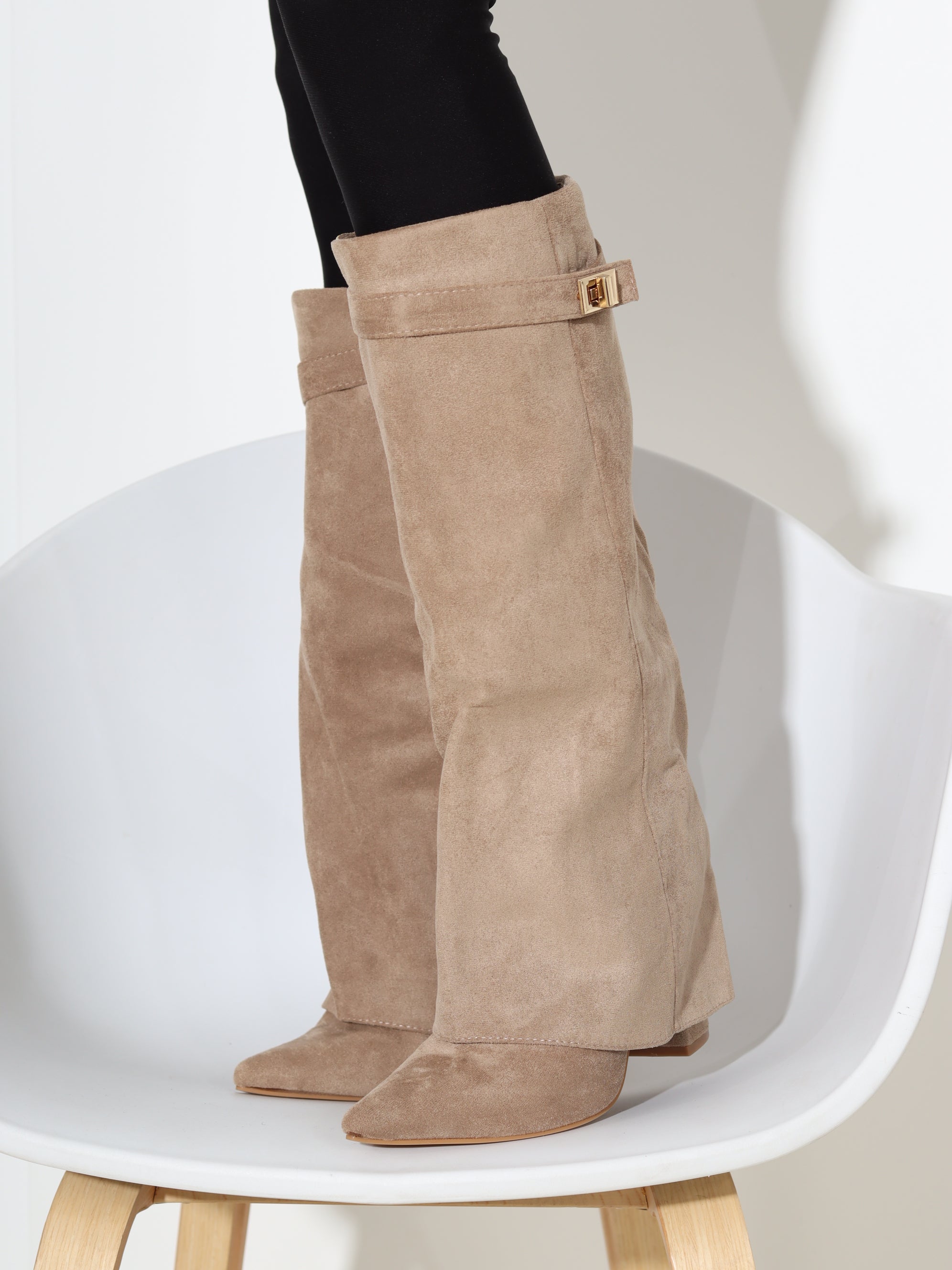 G.brūni m/zamša zābaki, gari ar pārloku uz papēdi - 18268