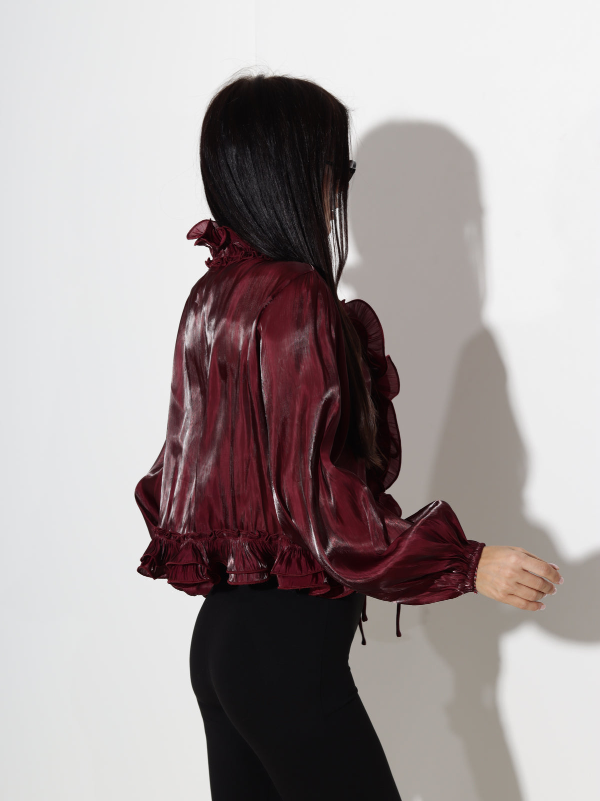 Bordo blūze "Organza" ar volānu akcentu- 20887
