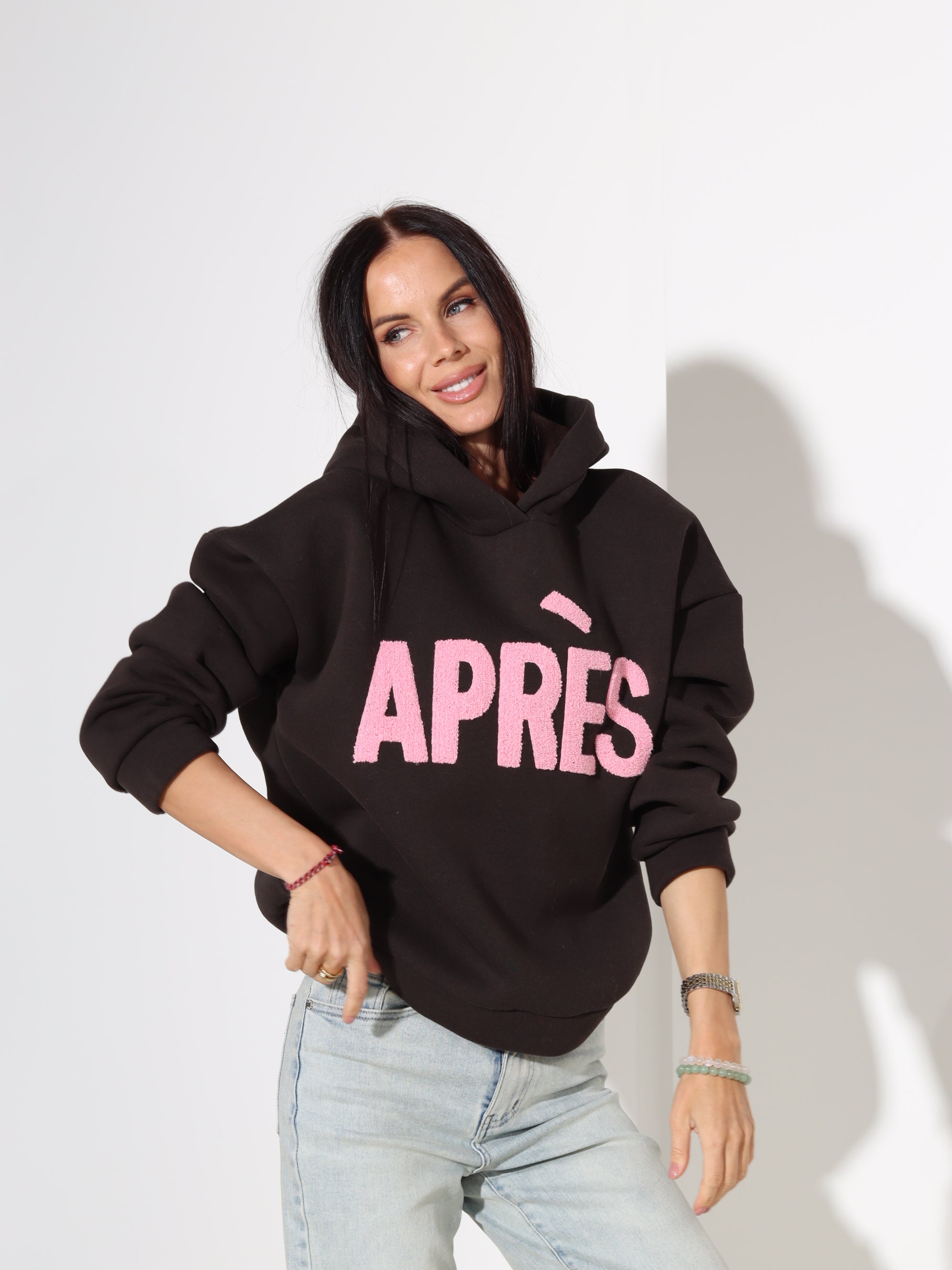 Brūns džemperis/hūdijs "Aprēs" - 18037