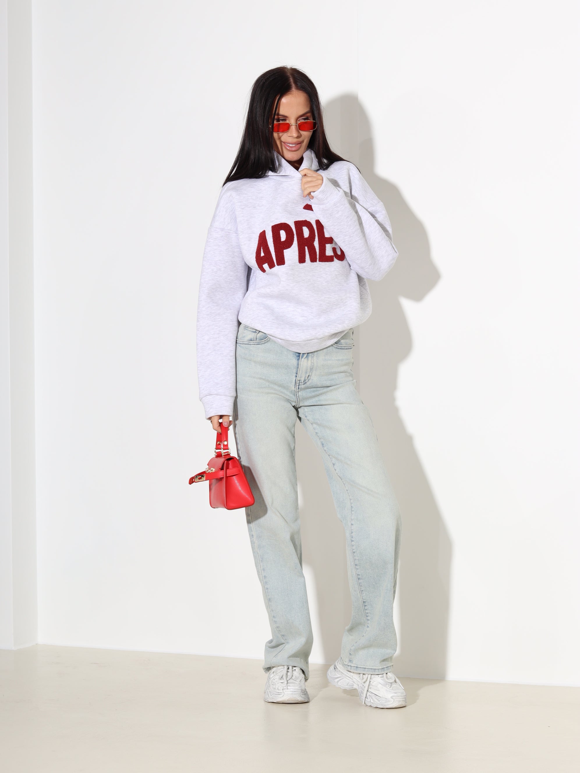 Pelēks džemperis/hūdijs "Aprēs" - 18036