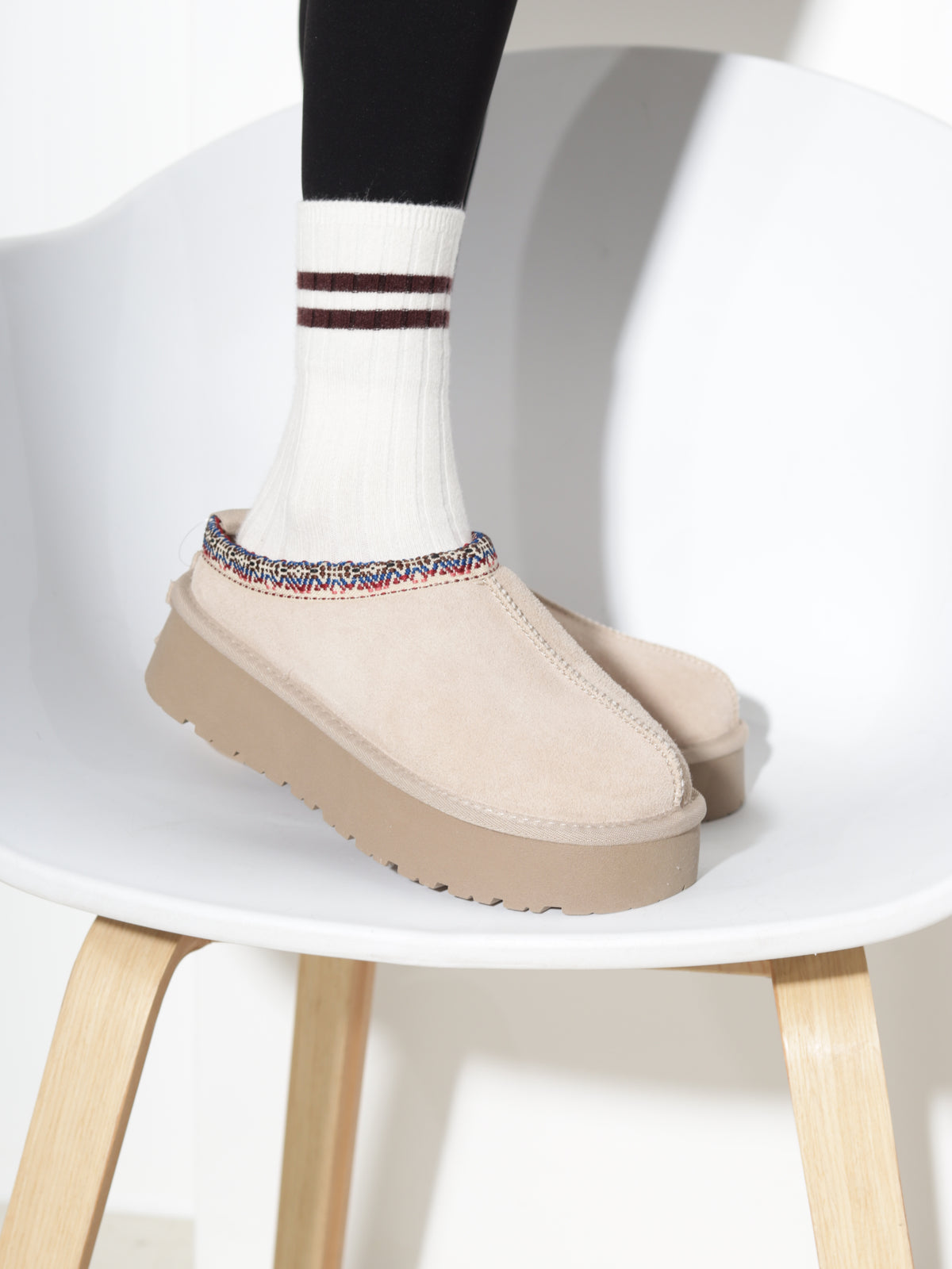 Bēši ar vaļēju papēdi, d/zā , UGG' tipa apavi - 21197