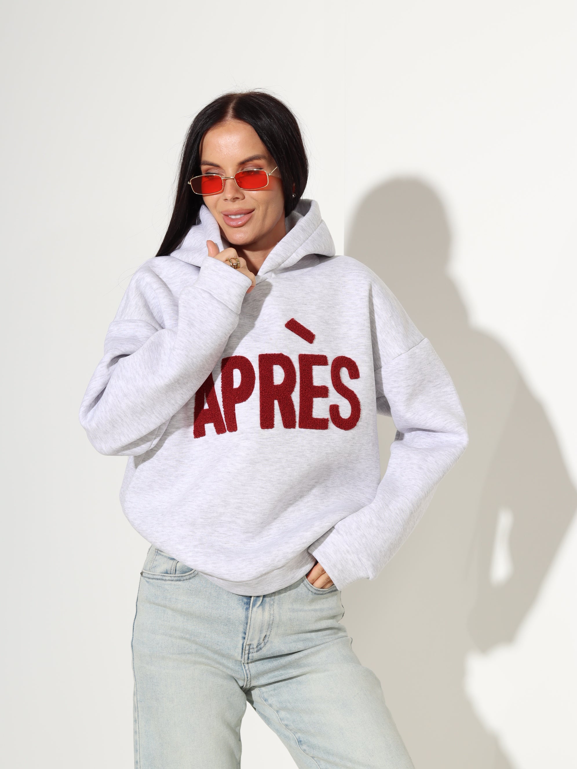 Pelēks džemperis/hūdijs "Aprēs" - 18036