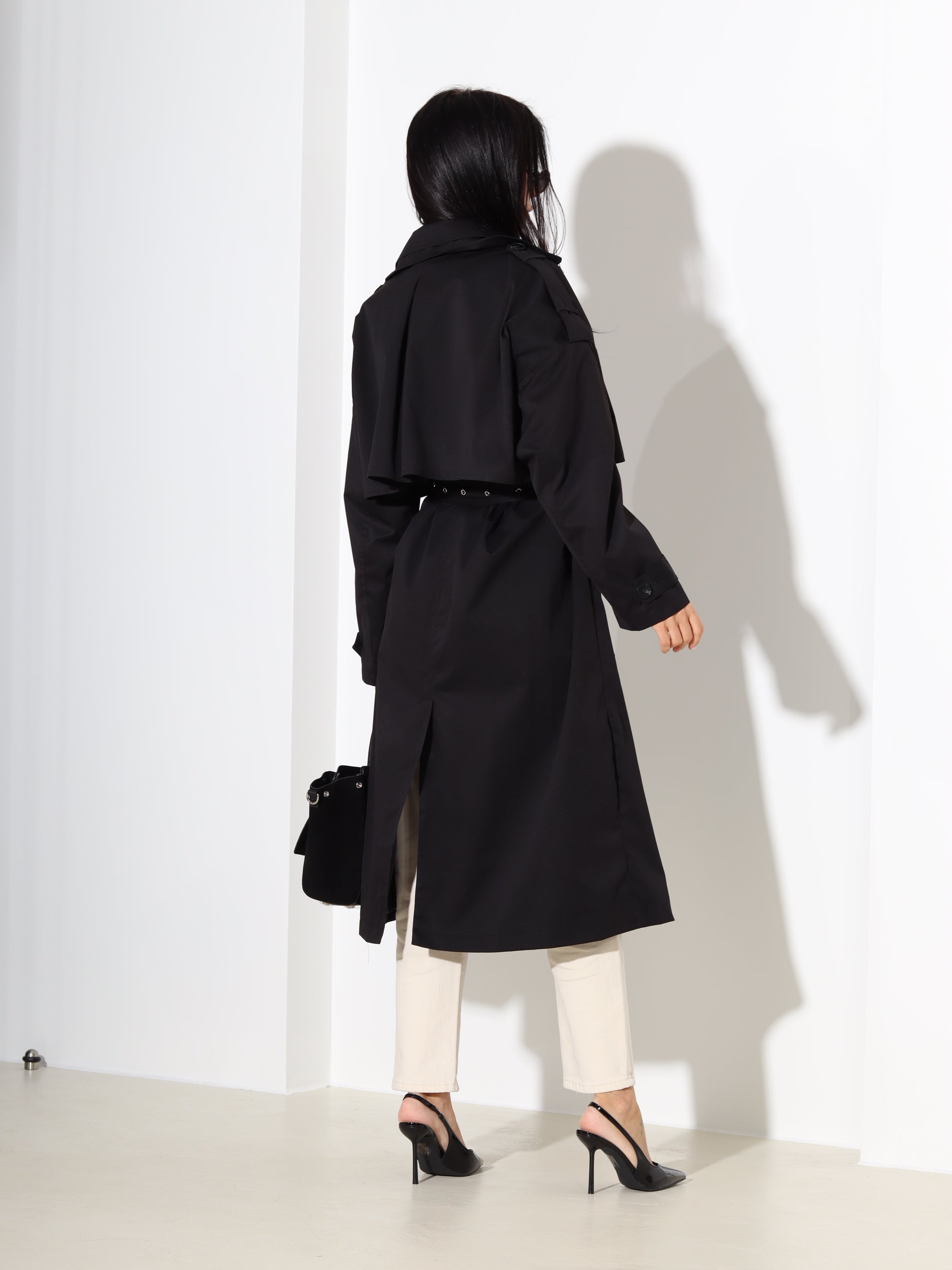 Melna, pagarināta virsjaka/trencis - 18293