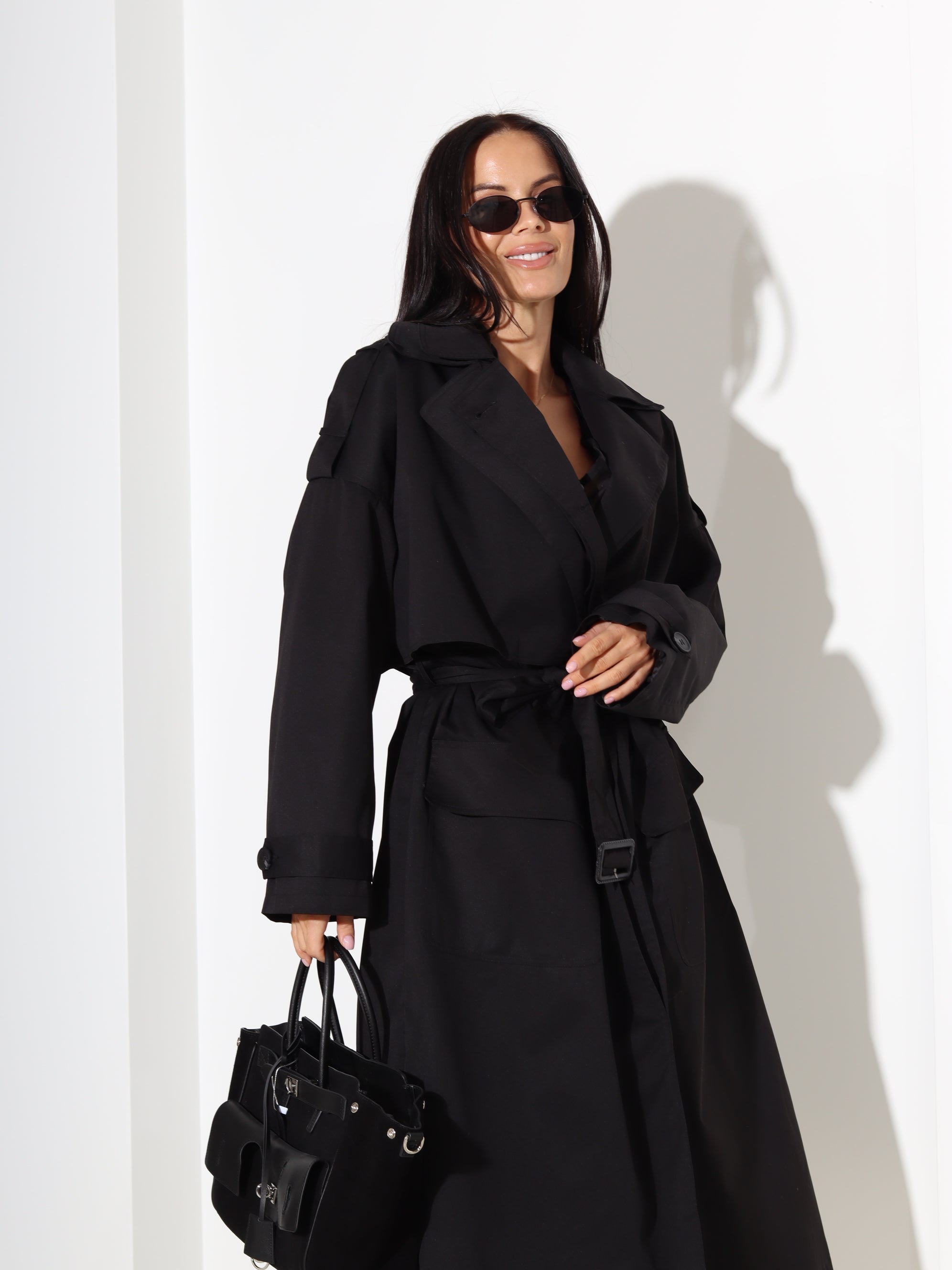 Melna, pagarināta virsjaka/trencis - 18293