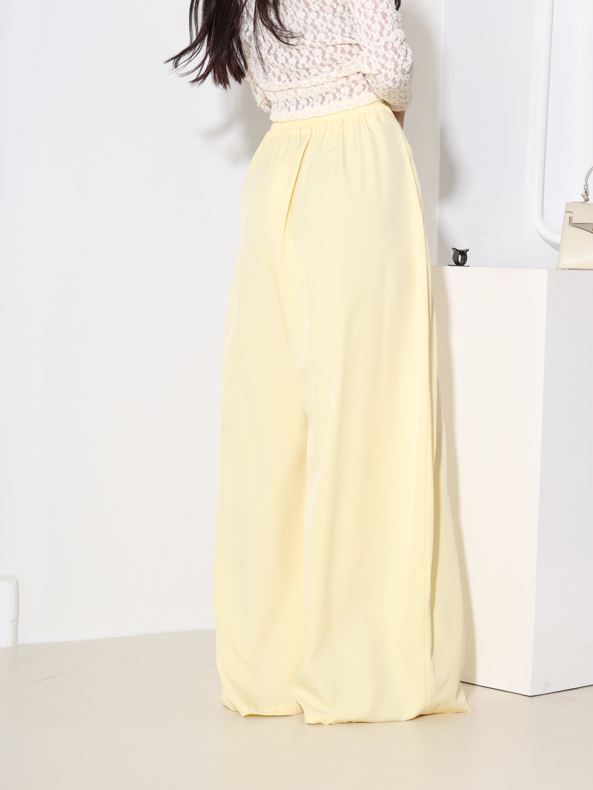 Dzeltenas klasiskas bikses ar platu dubultieloci - 18532