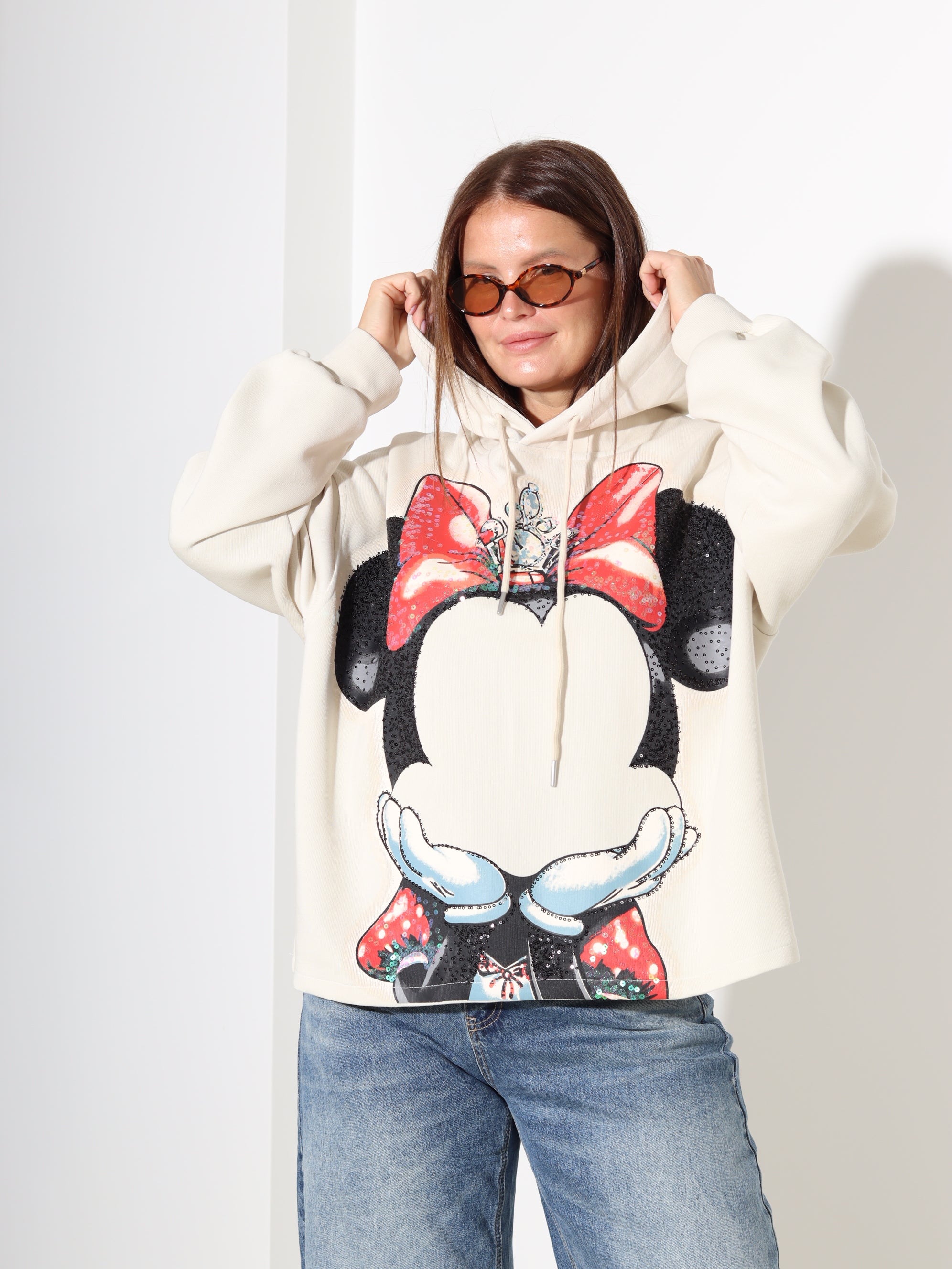 Bēšs džemperis "Minnija" ar kapuci - 18309