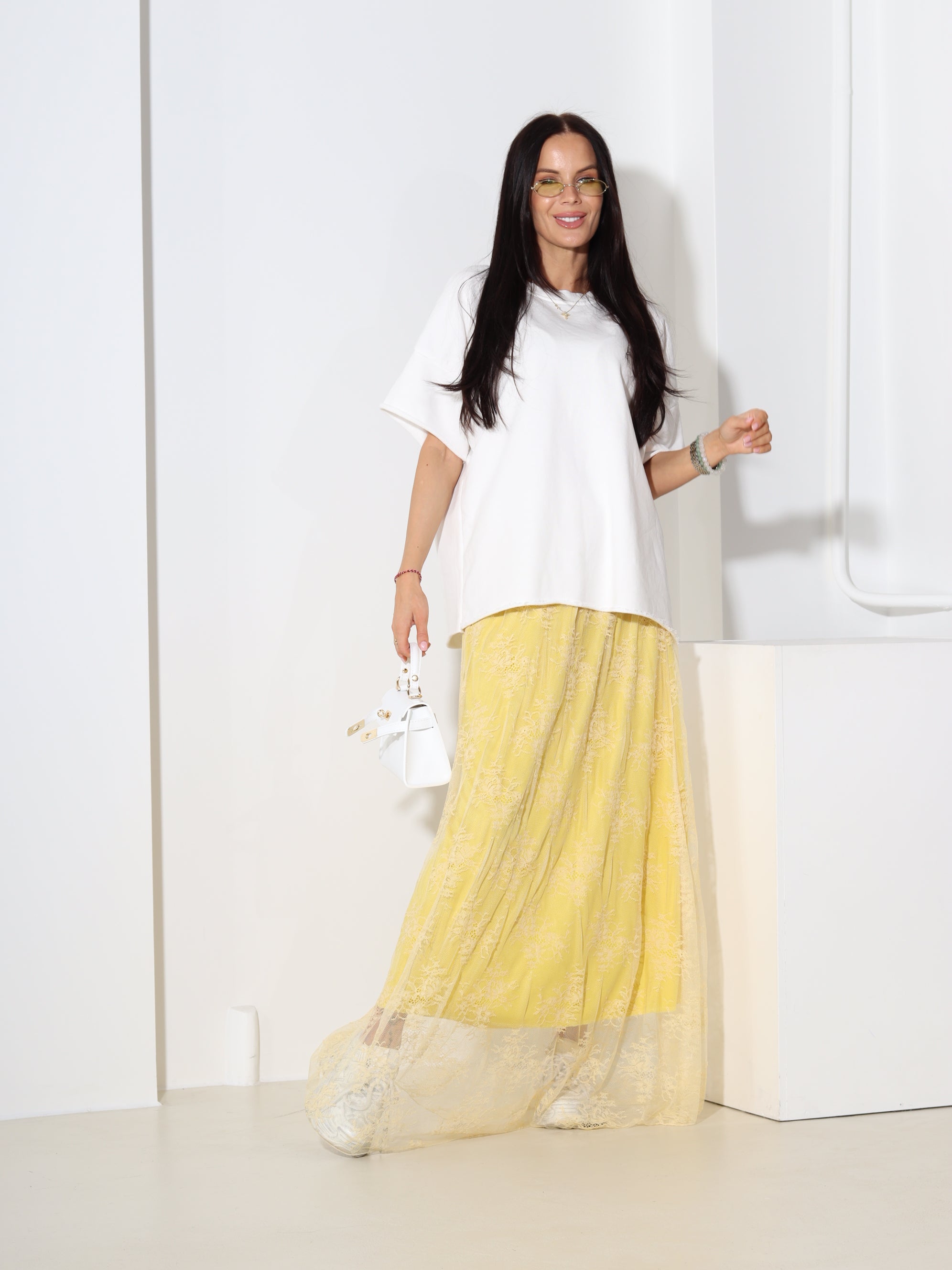 Dzelteni, gari tilla mežģīņu svārki - 18558