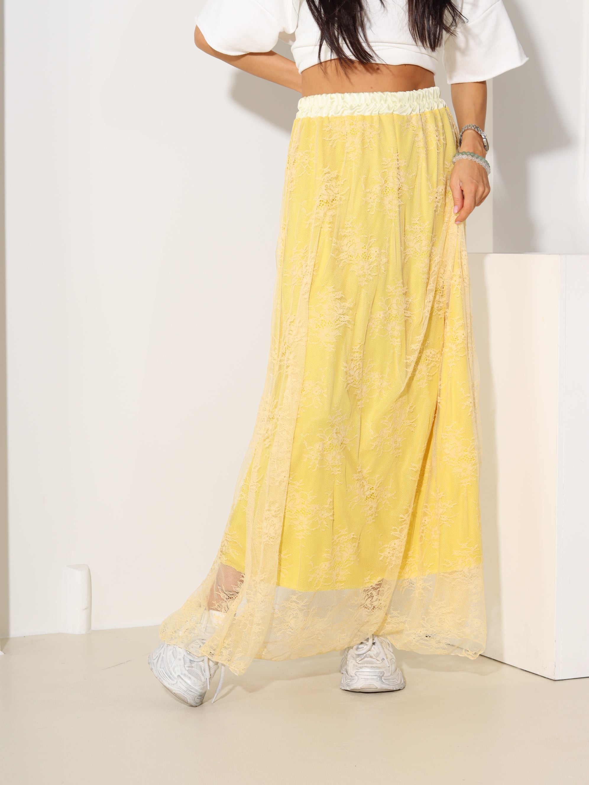 Dzelteni, gari tilla mežģīņu svārki - 18558