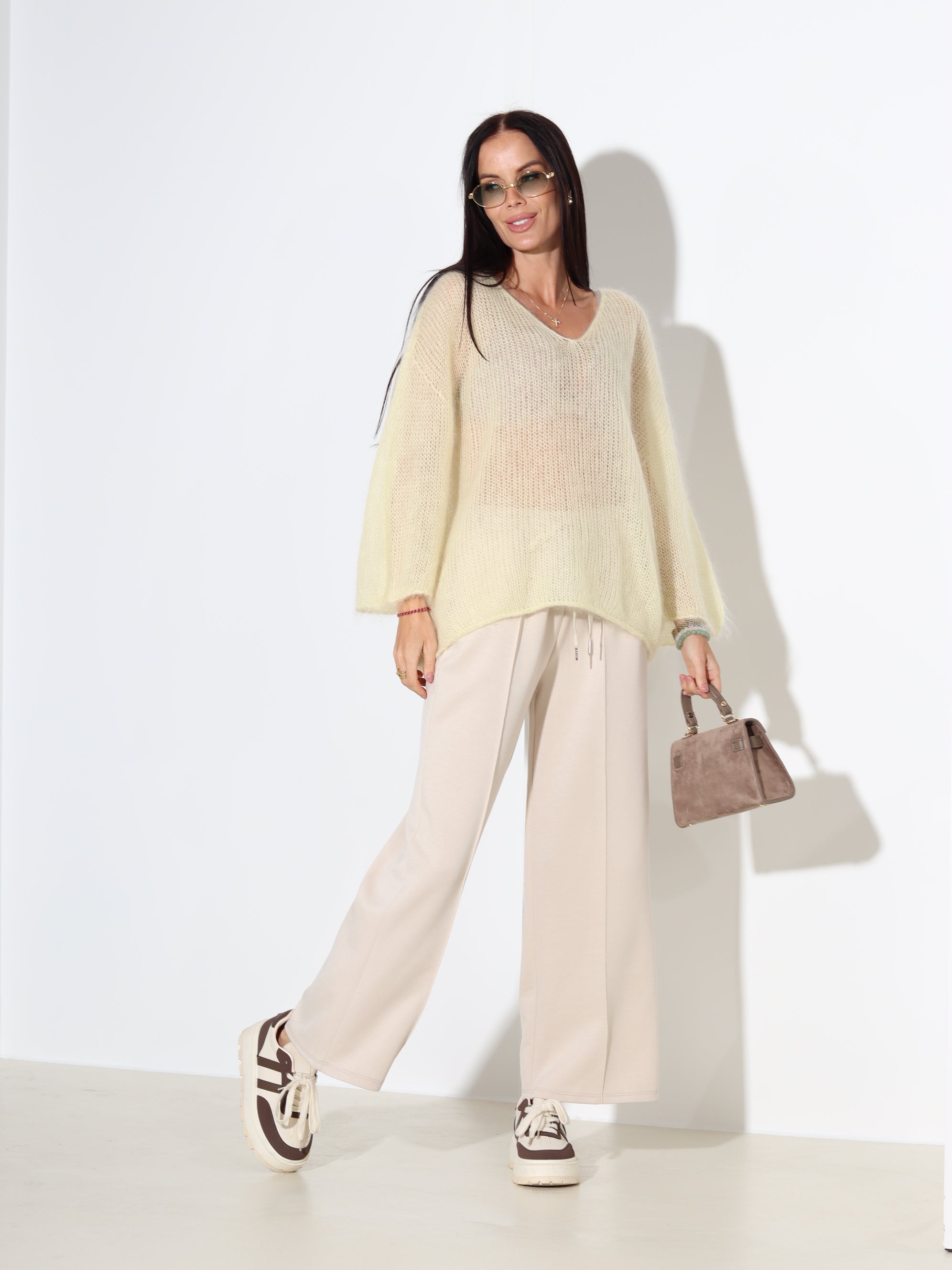 Dzeltens mohēras džemperis ar 3/4 piedurkni - 18046