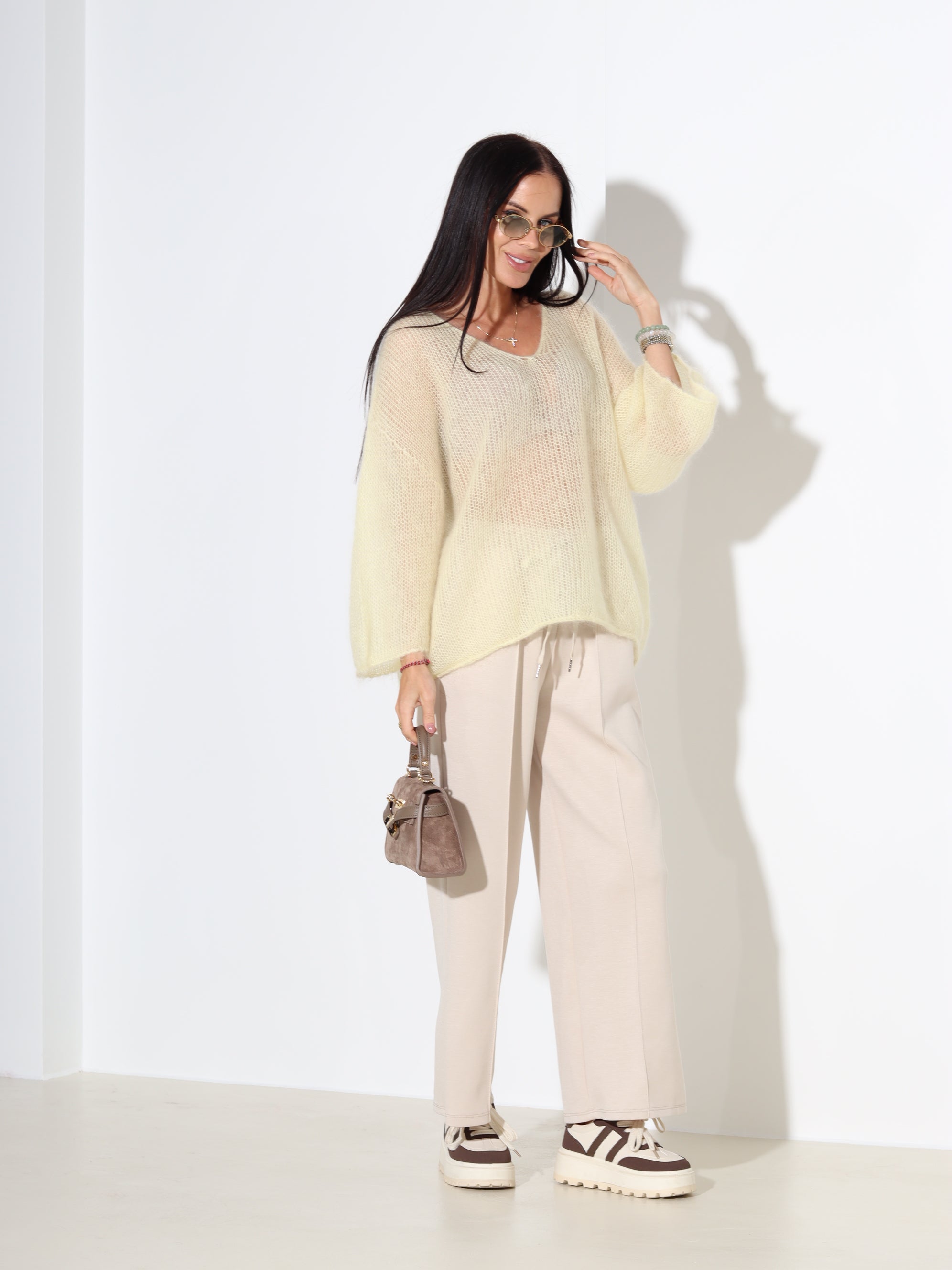 Dzeltens mohēras džemperis ar 3/4 piedurkni - 18046