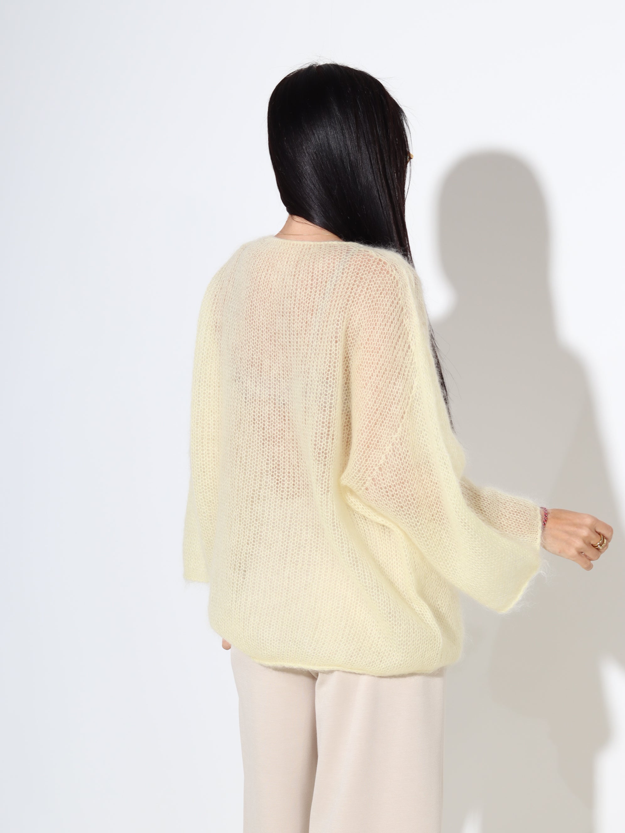 Dzeltens mohēras džemperis ar 3/4 piedurkni - 18046