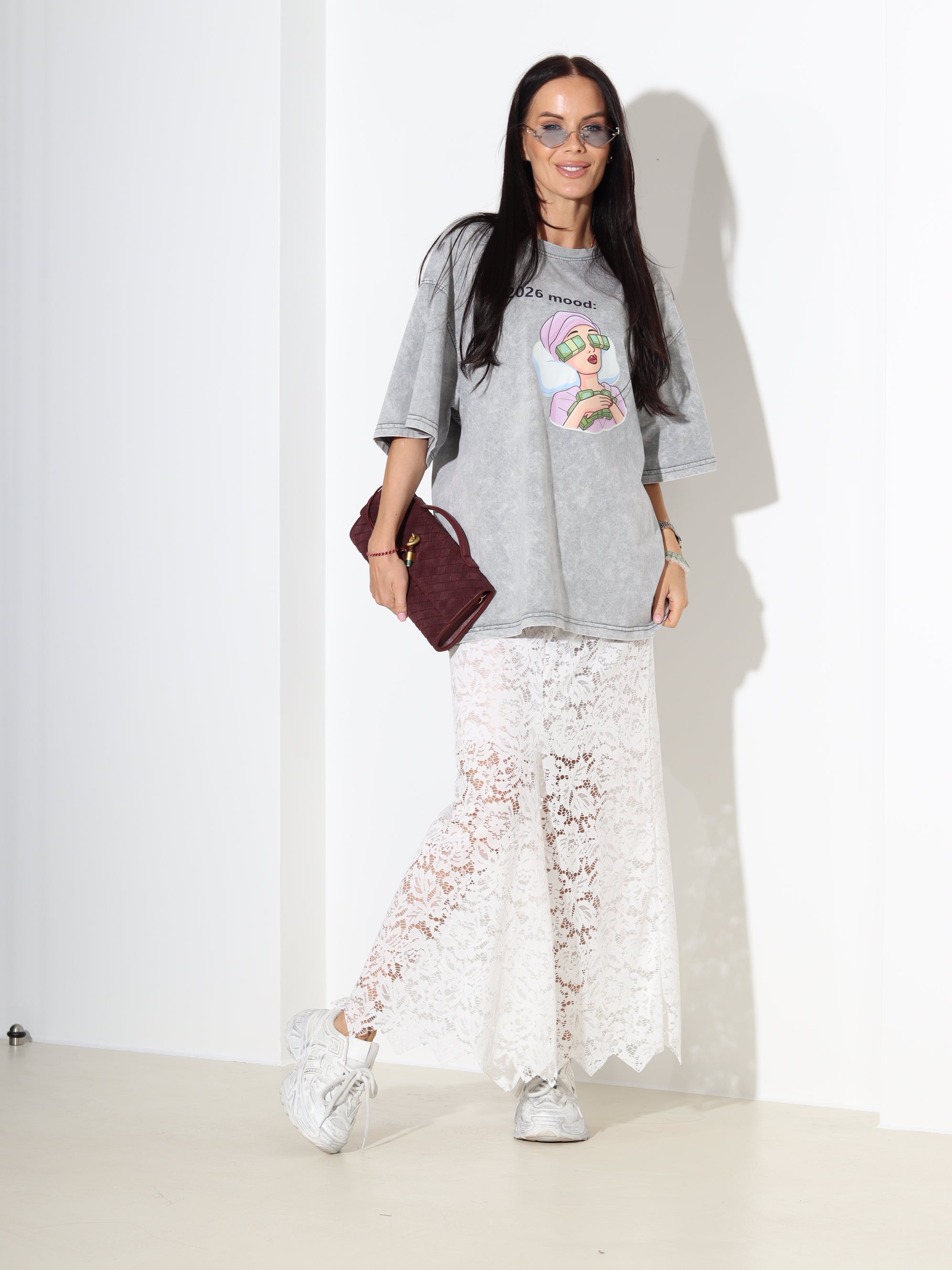 G.pelēks tops ar īsām piedurknēm '2026 mood' - 18316