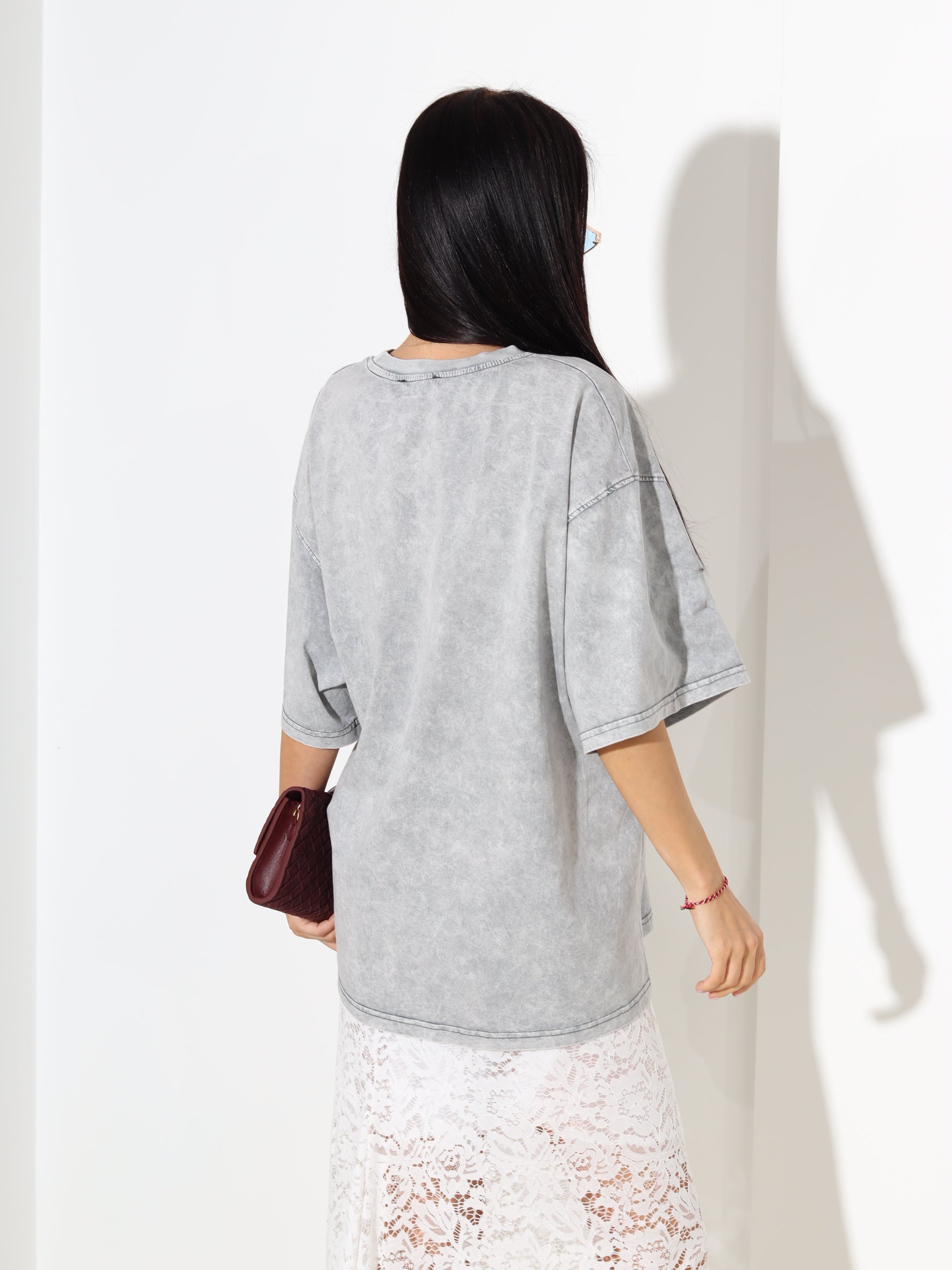 G.pelēks tops ar īsām piedurknēm '2026 mood' - 18316