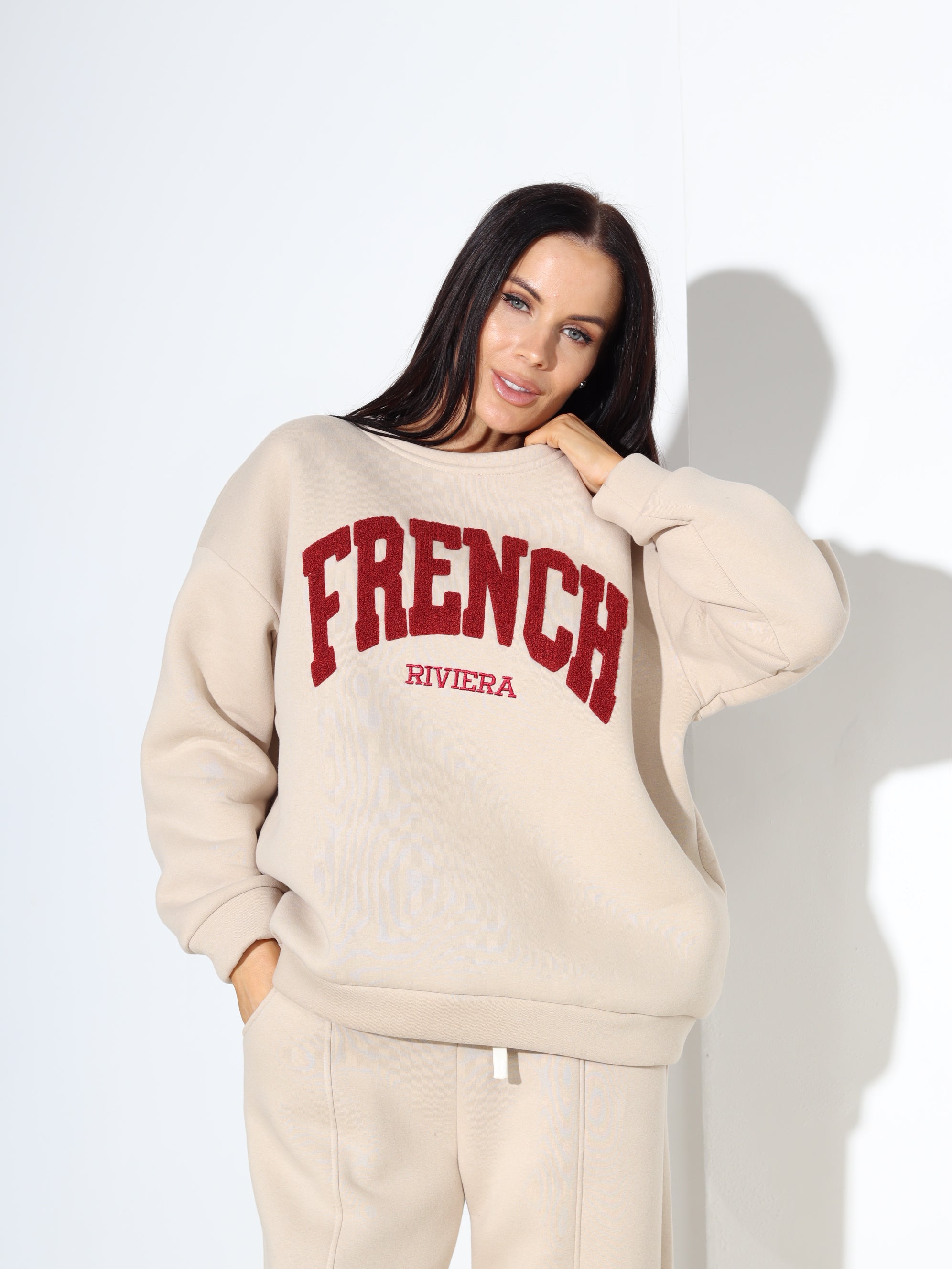 Bēšs siltināts džemperis "Prantsuse riviera" - 17835