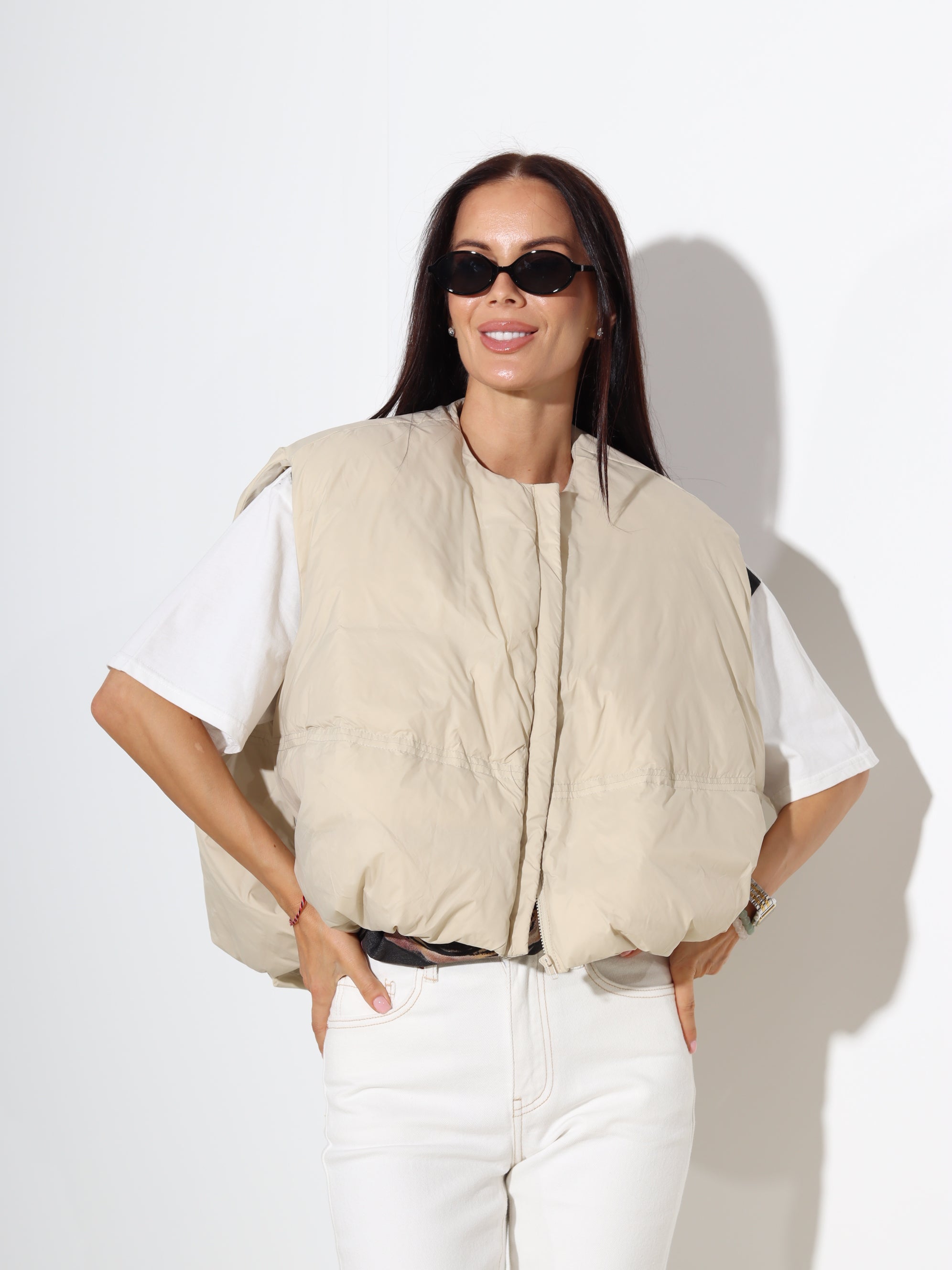Bēša oversize dūnu veste - 20236
