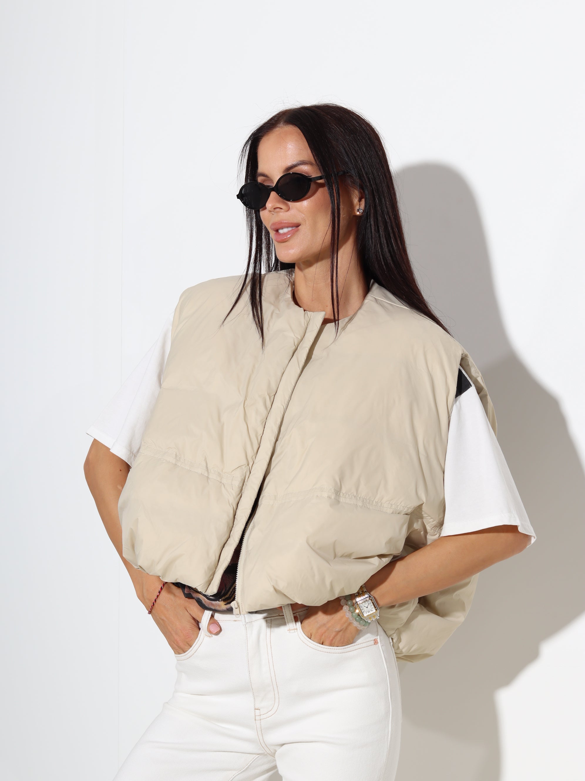 Bēša oversize dūnu veste - 20236