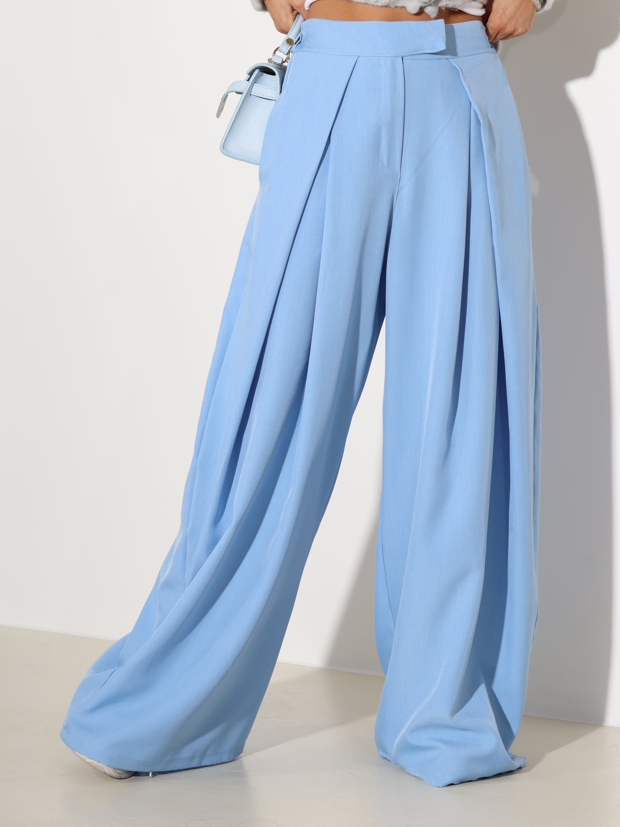 Debessilā tonī klasiskas bikses ar platu dubultieloci - 19143