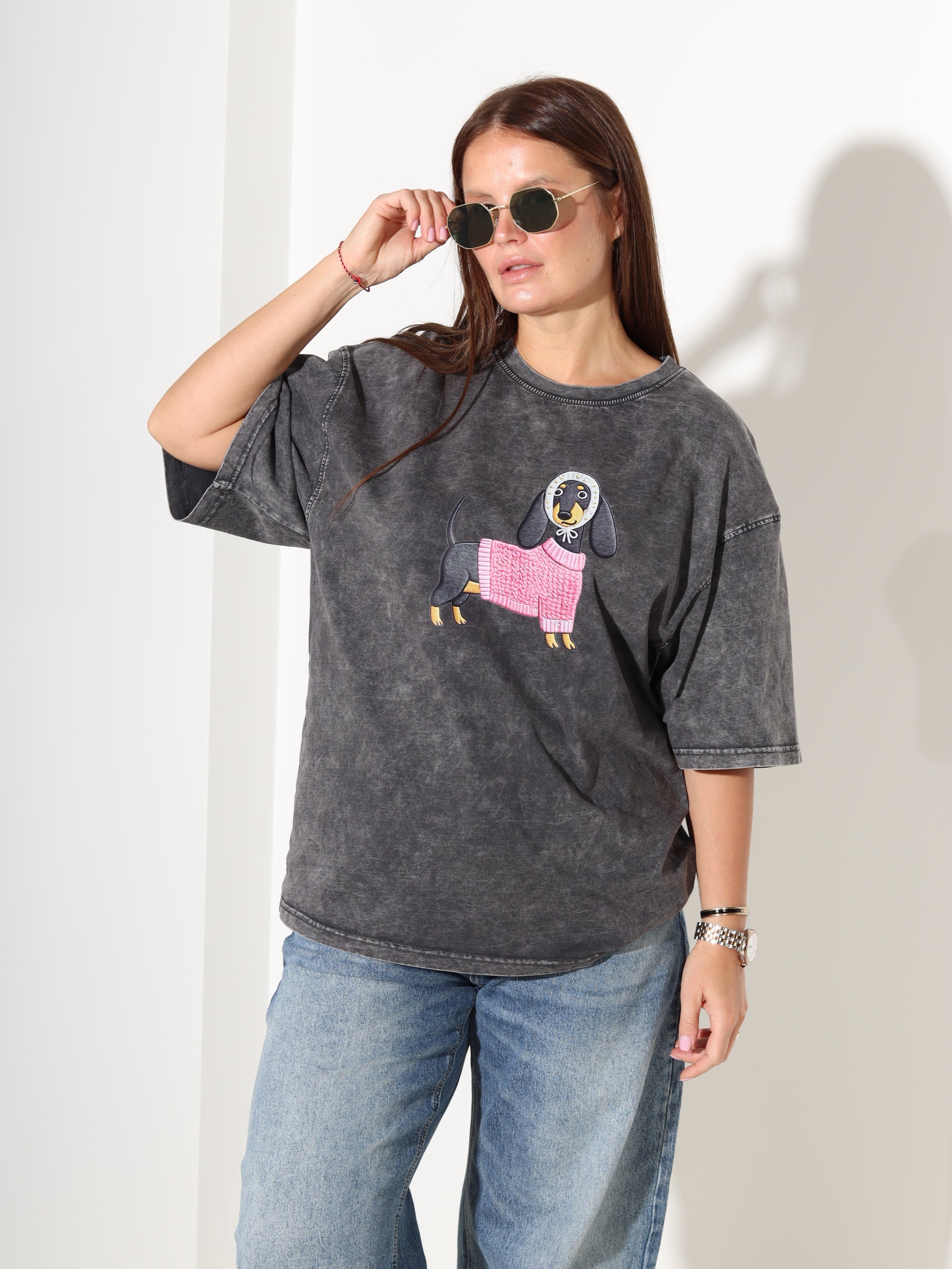 Pelēks tops ar īsām piedurknēm 'Sunītis-Taksītis' - 18318