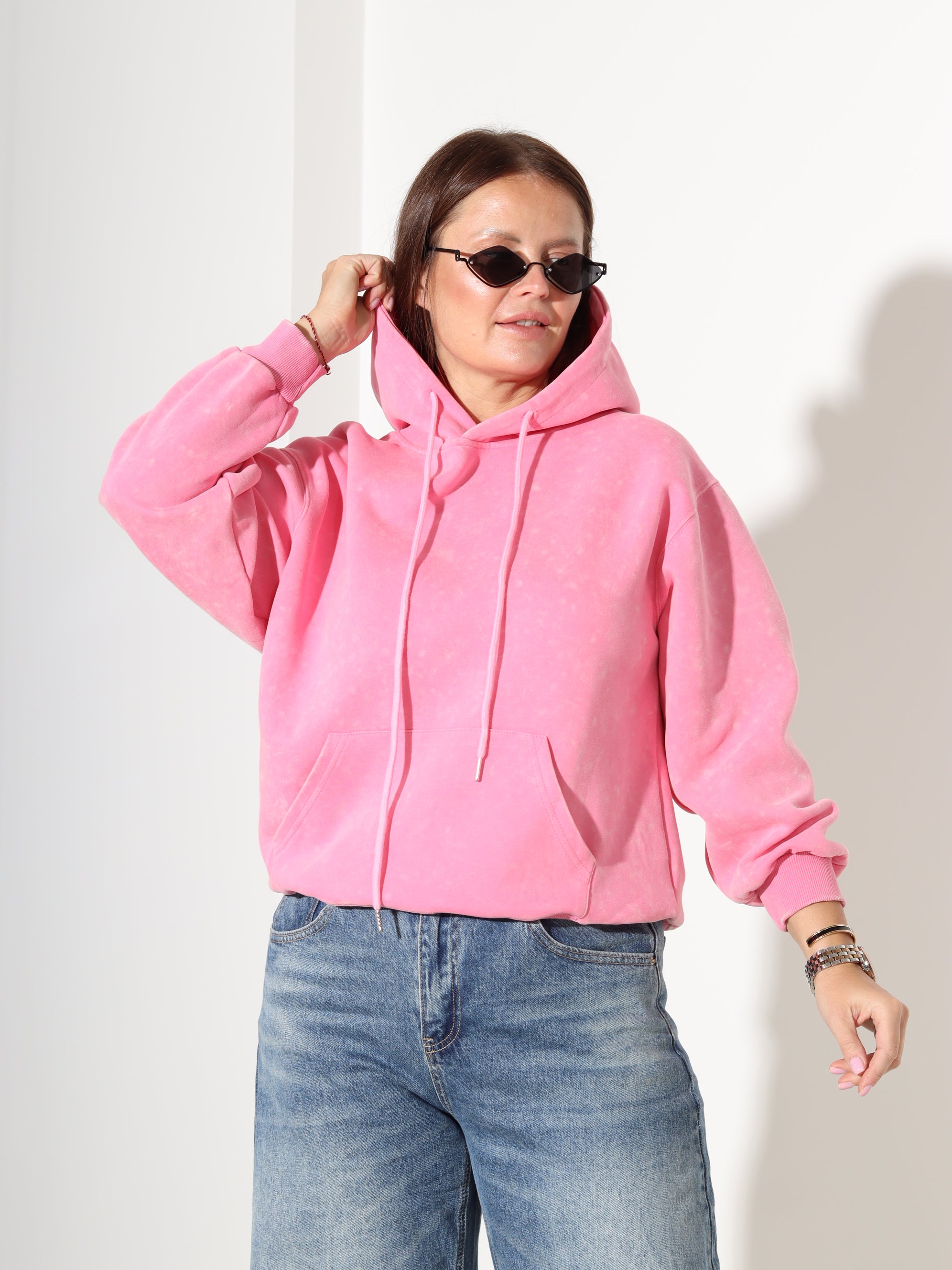 Rozā batikots džemperis/hūdijs - 18349