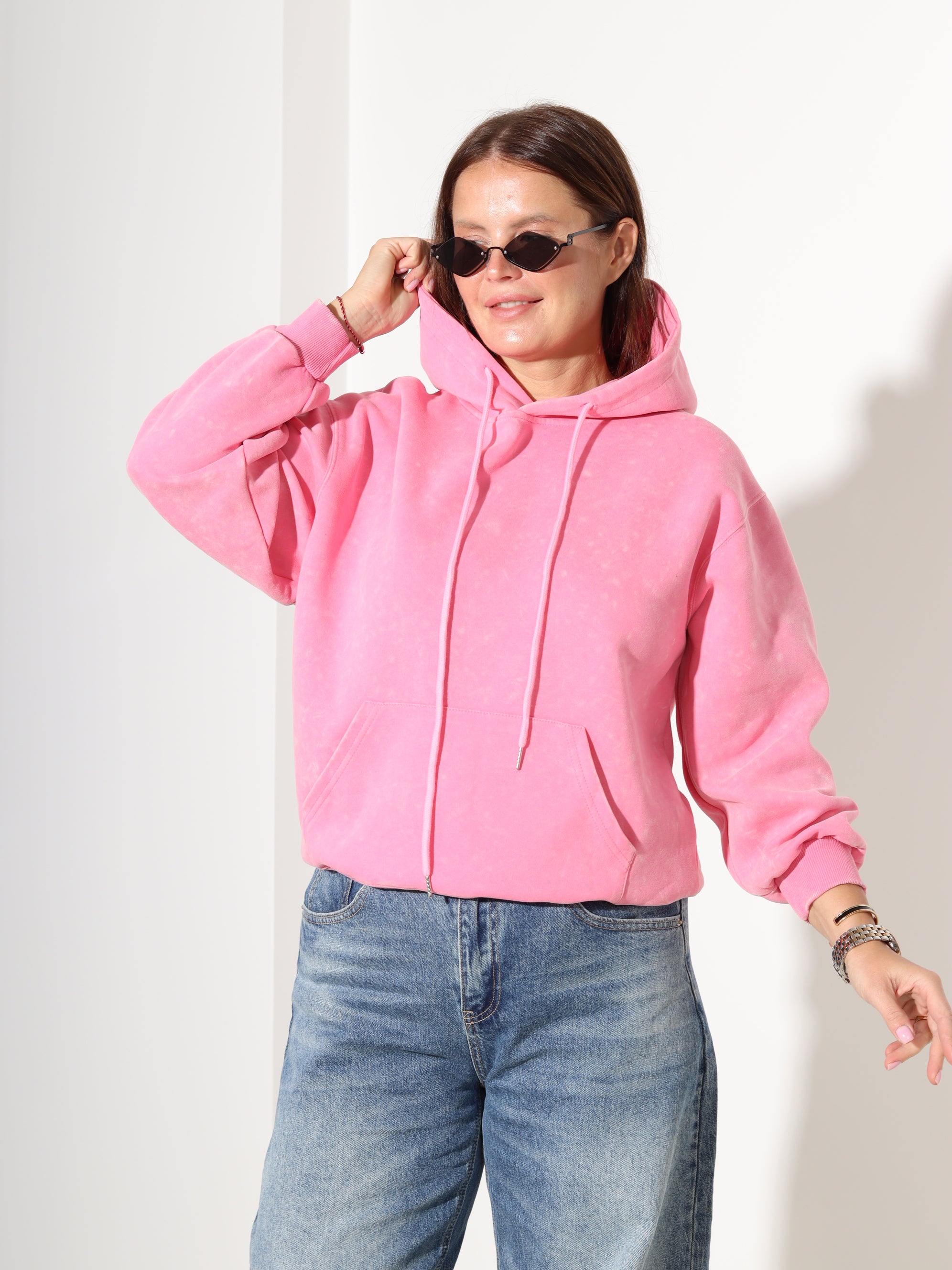 Rozā batikots džemperis/hūdijs - 18349