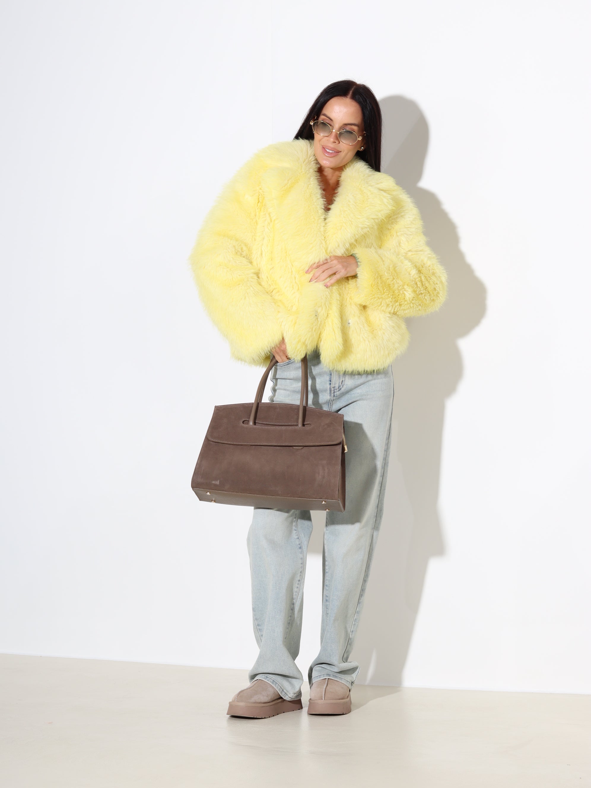 Dzeltenā krāsā īss kažoks - 18083