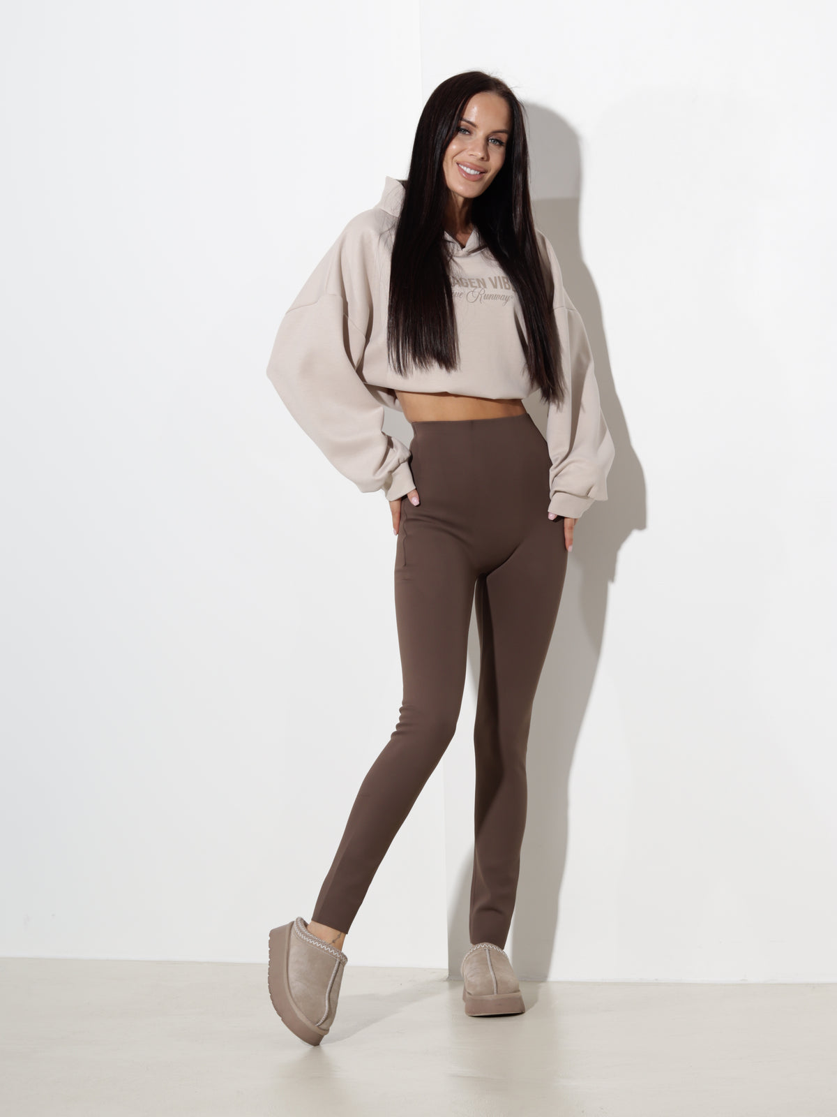 Brūni, siltināti legingi 'Lapsiņa', extra long - 21288