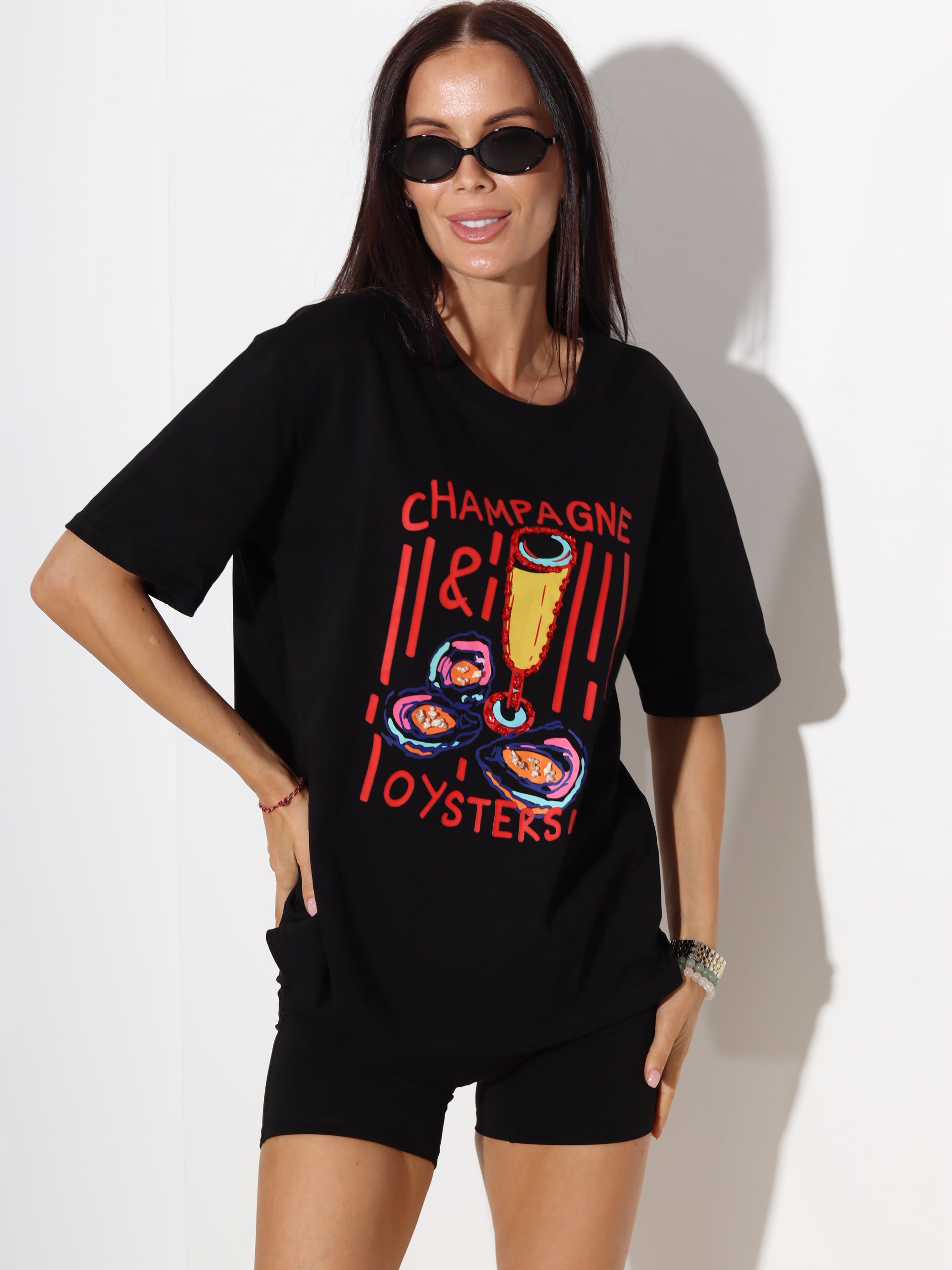 Melns tops "Champagne & Oysters" - 20274