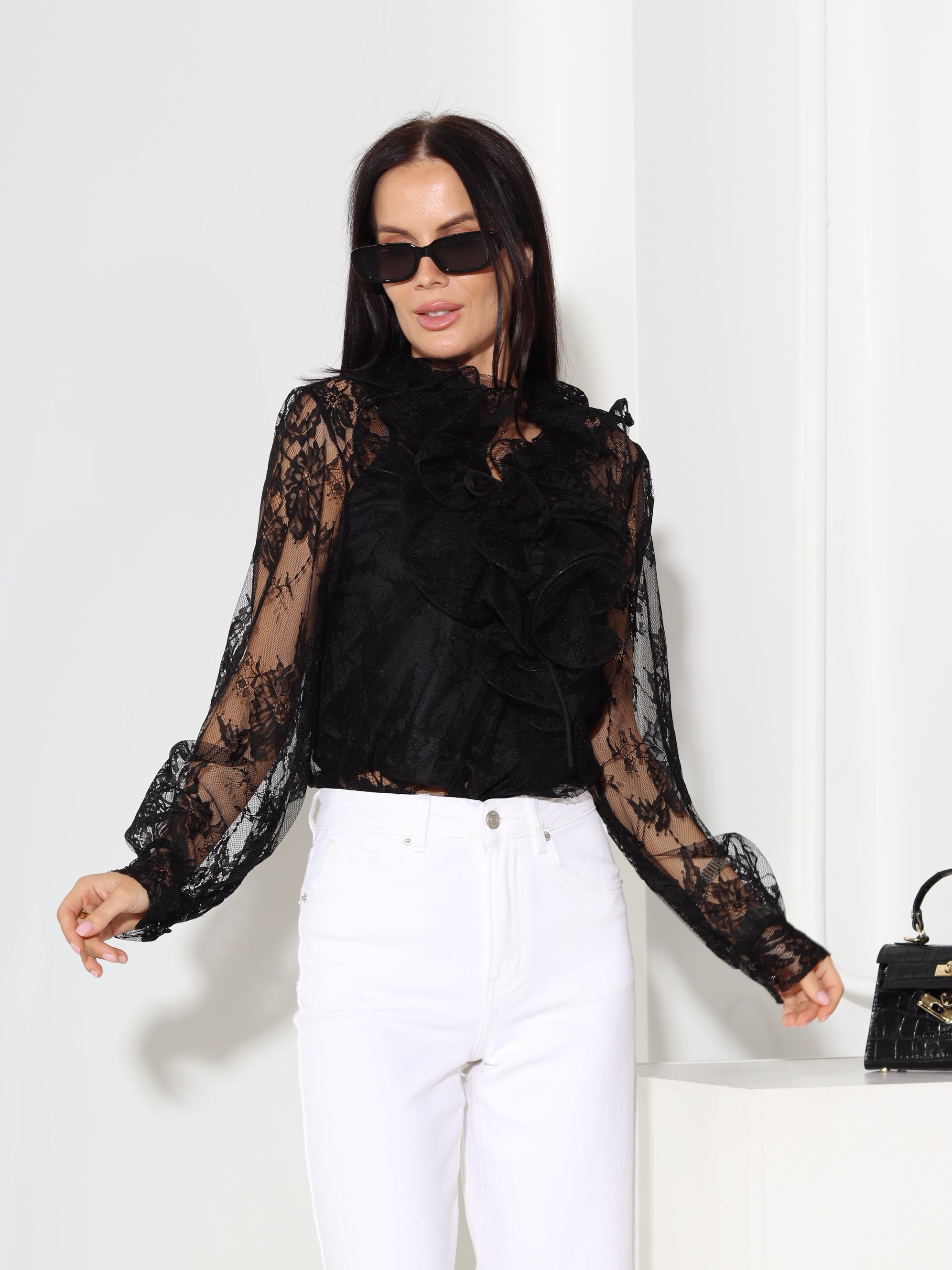 Melna blūze 'Volānmežģīne' - 18582