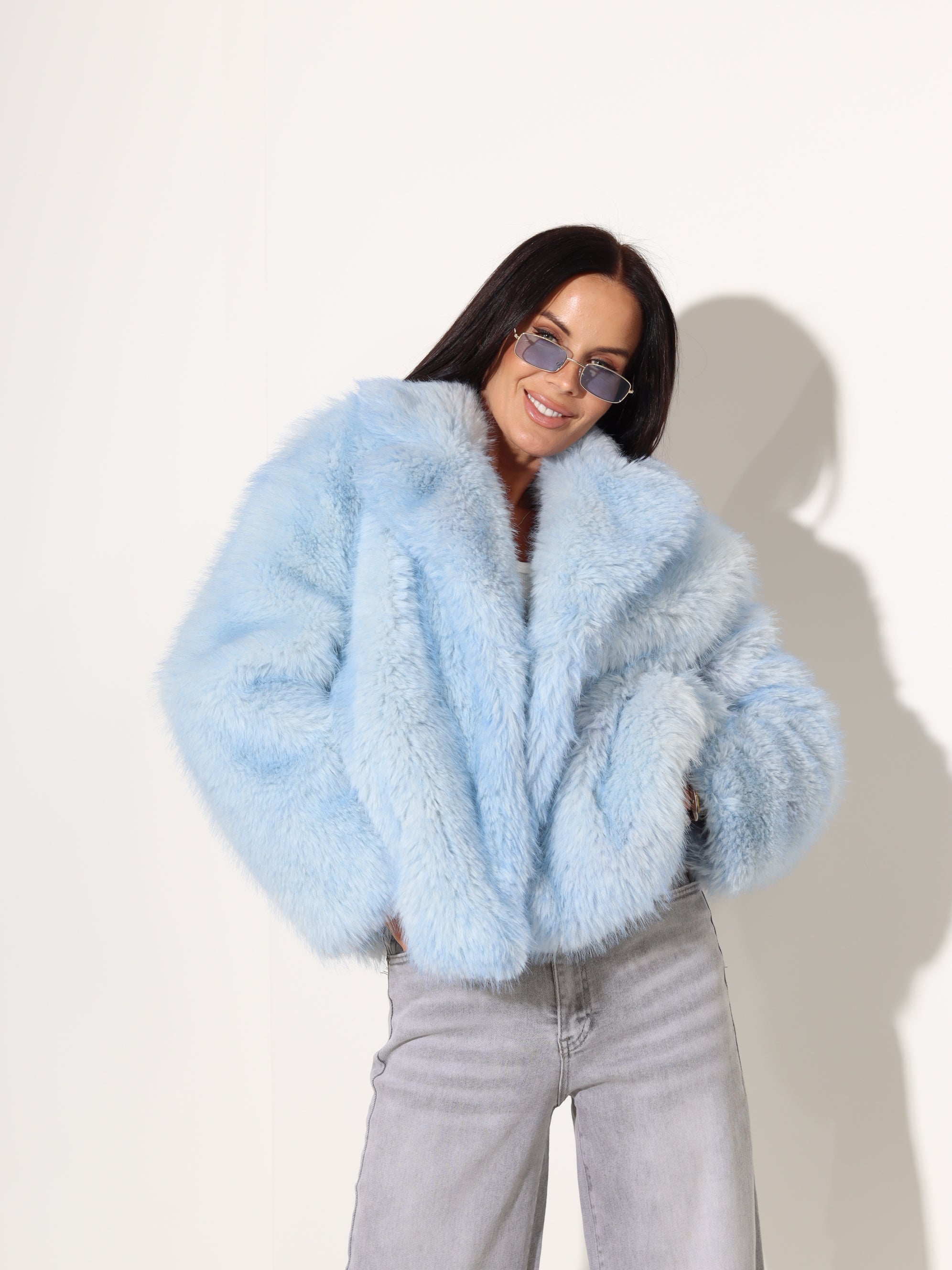 Debess zilā tonī īss kažoks - 18082