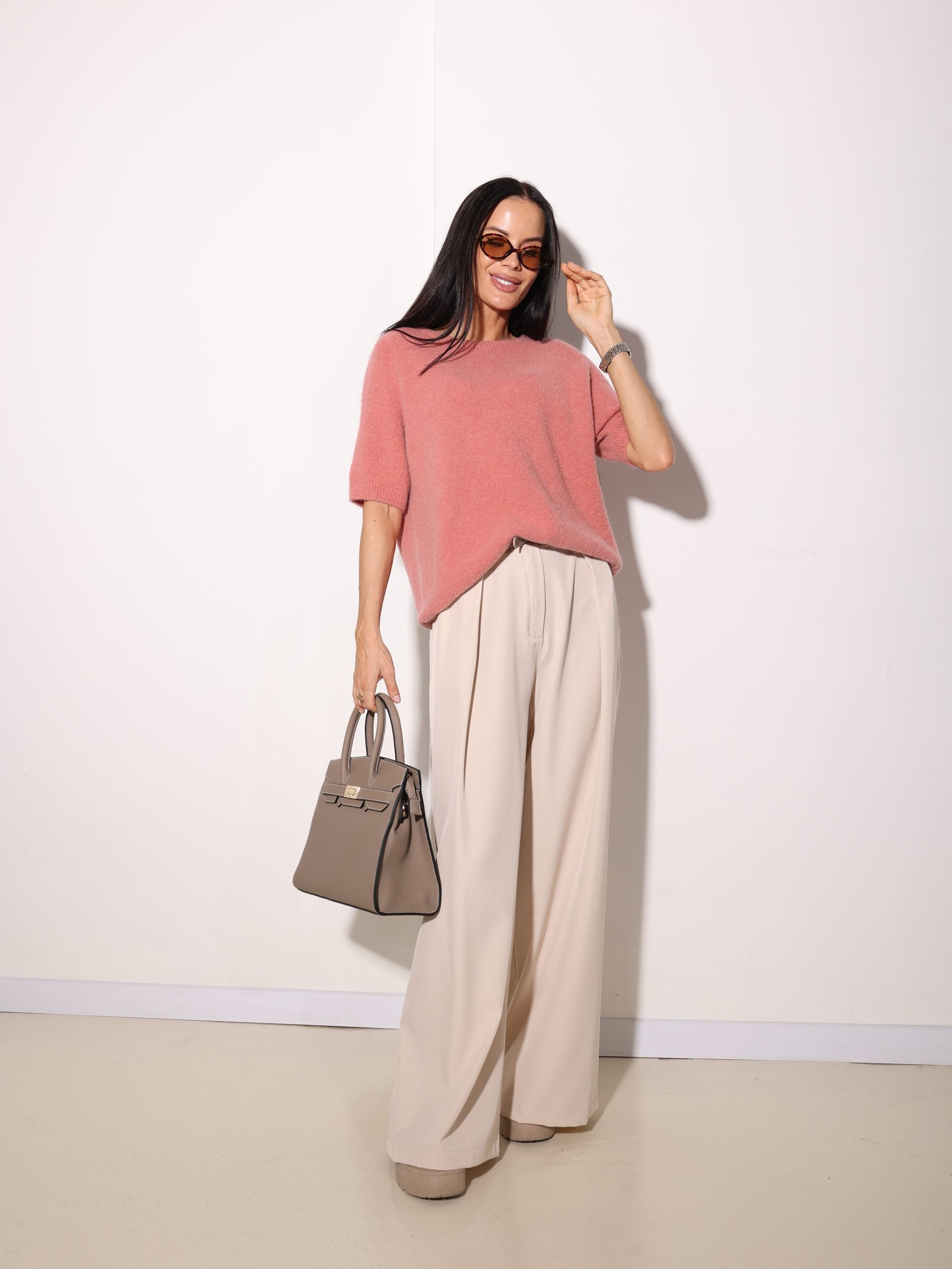 Bēšas, klasiska tipa, taisna piegriezuma bikses - 16013