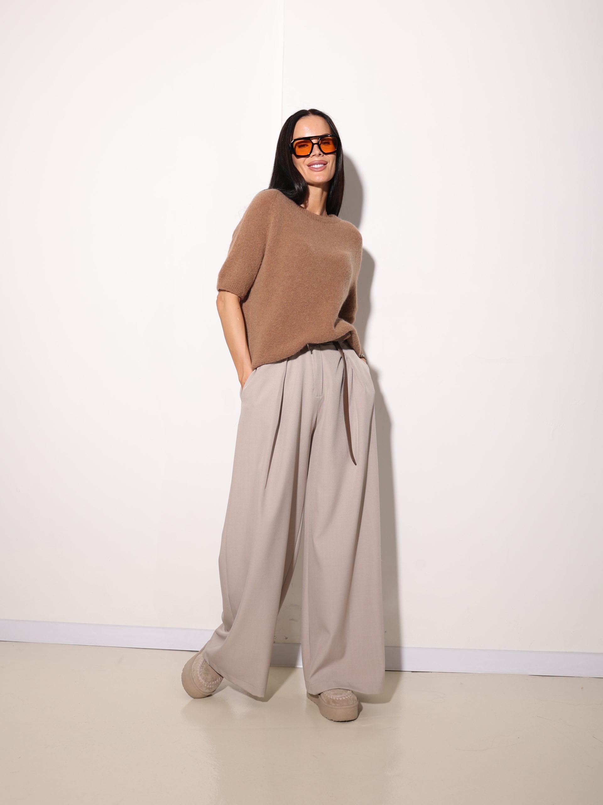 Taupe, klasiska tipa, taisna piegriezuma bikses - 16014