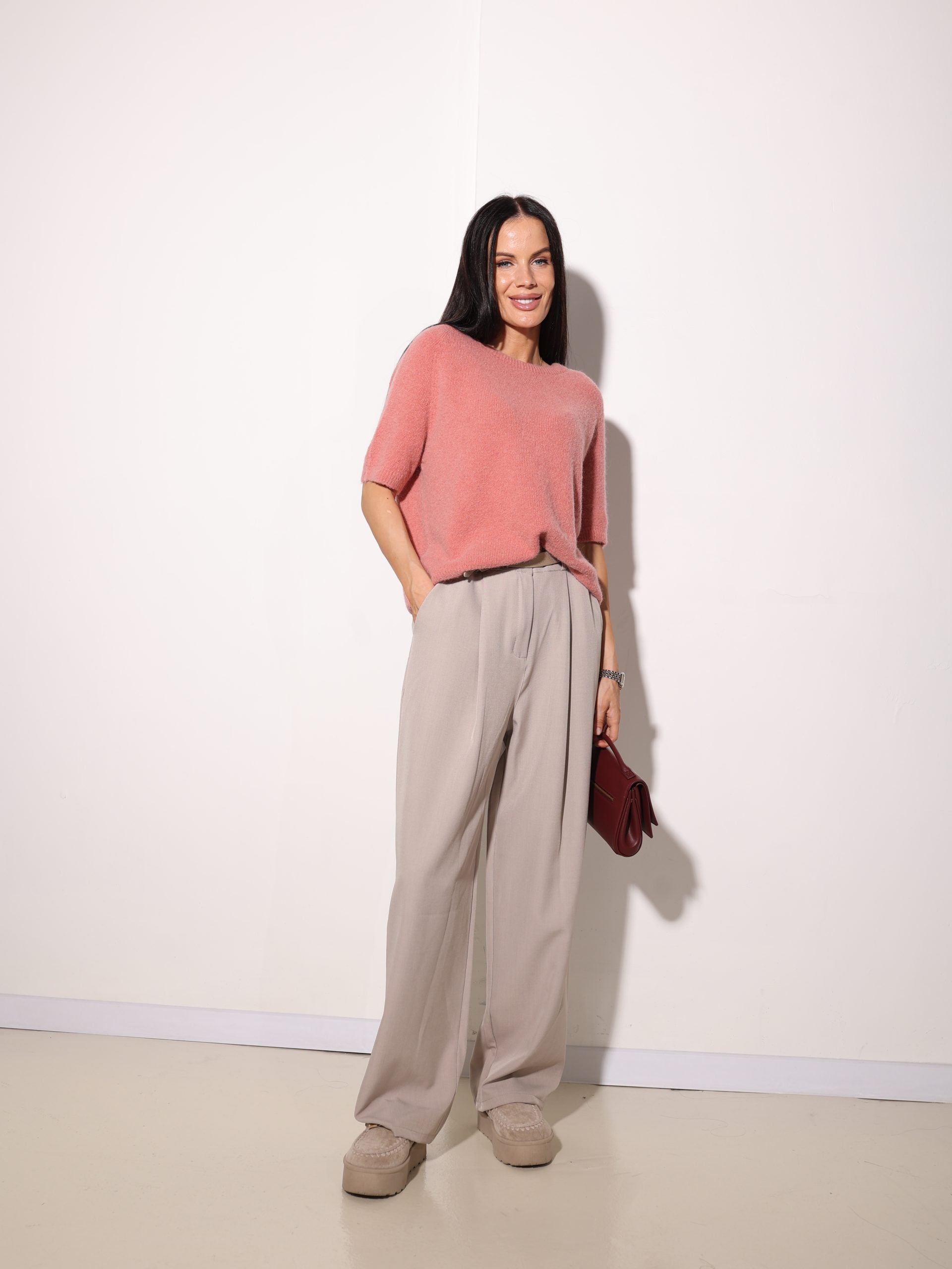 Taupe, oversize , auduma bikses ar iešuvi - 16005