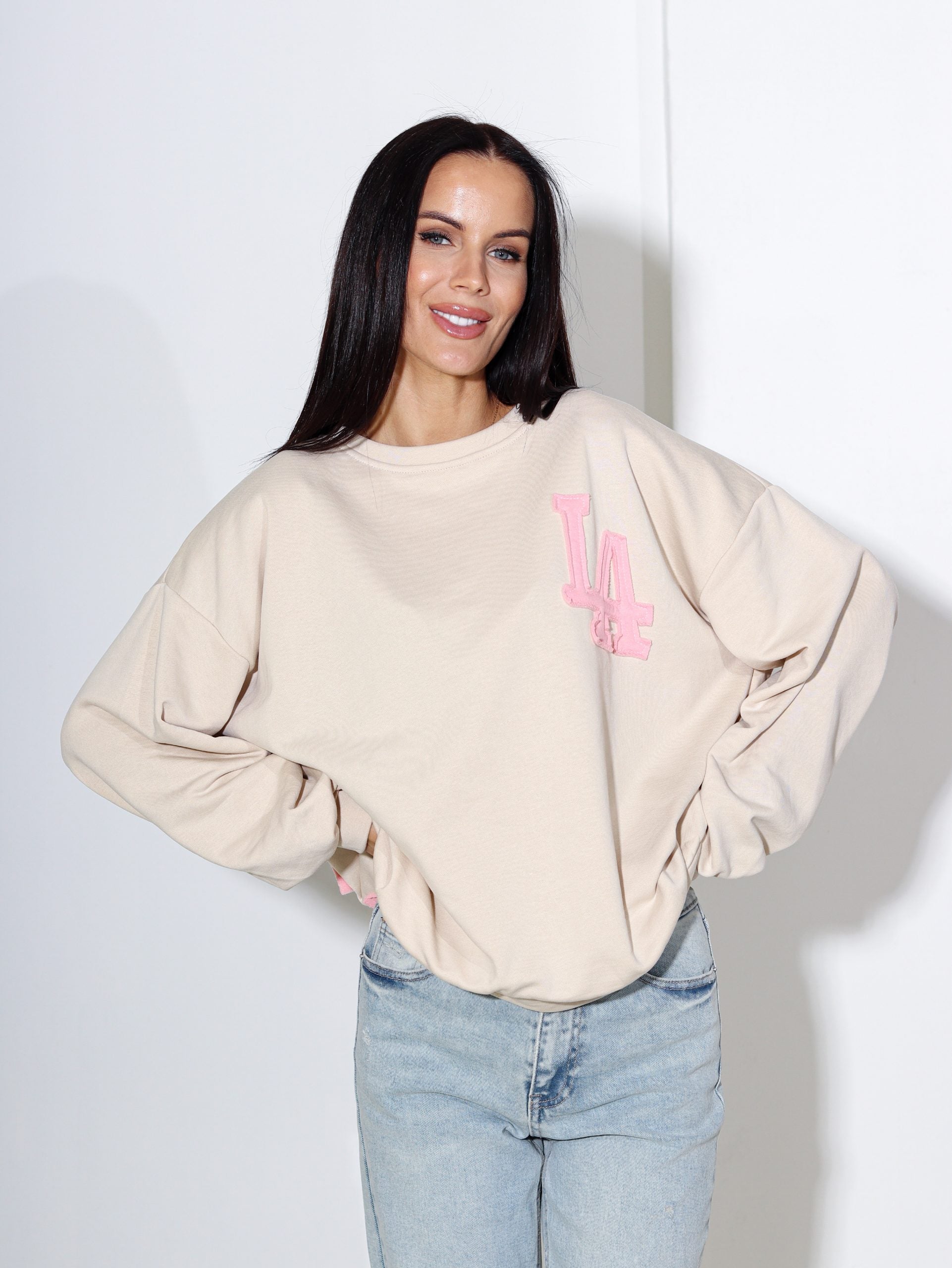 Bēšs ,,LA'' college džemperis - 14083