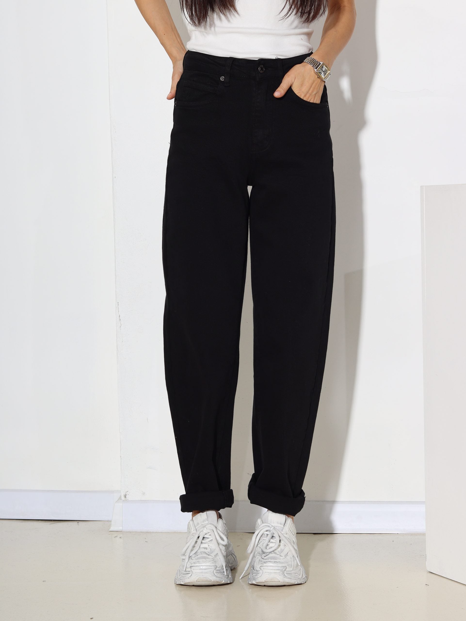 Melnas 'Mom fit' džinsa bikses, Laulia - 16449