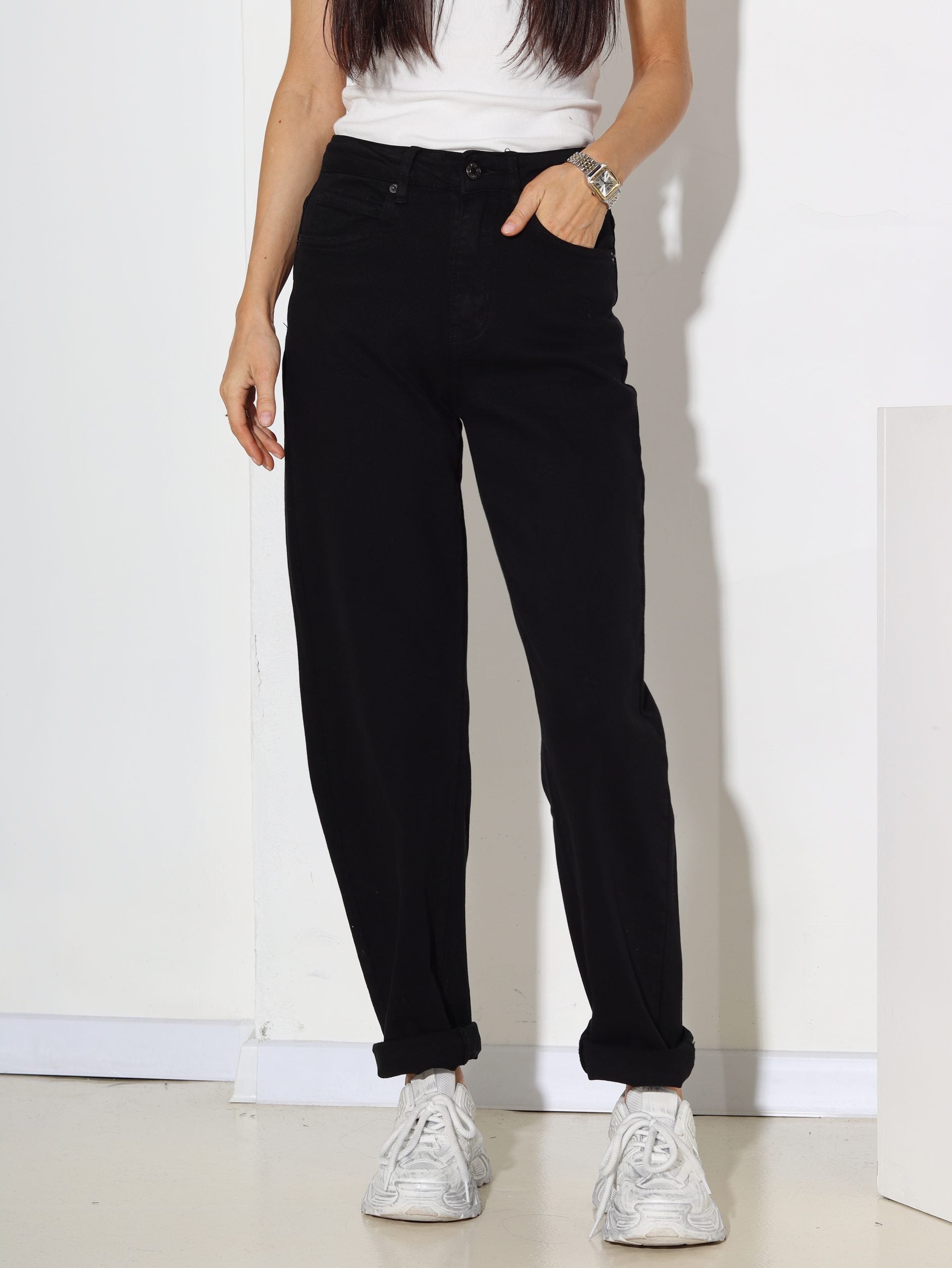 Melnas 'Mom fit' džinsa bikses, Laulia - 16449