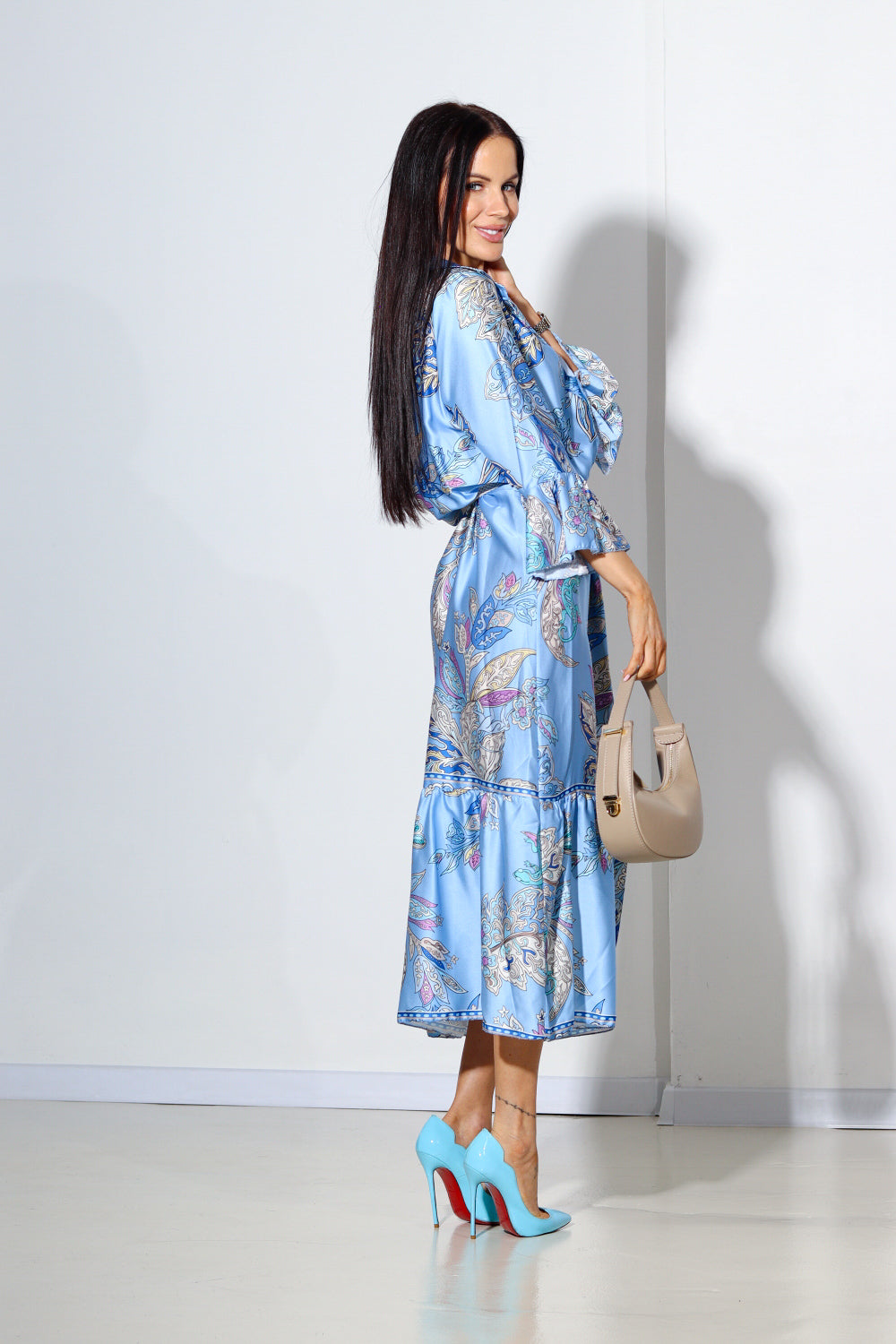 Zila rakstaina halāttipa kleita - 14025