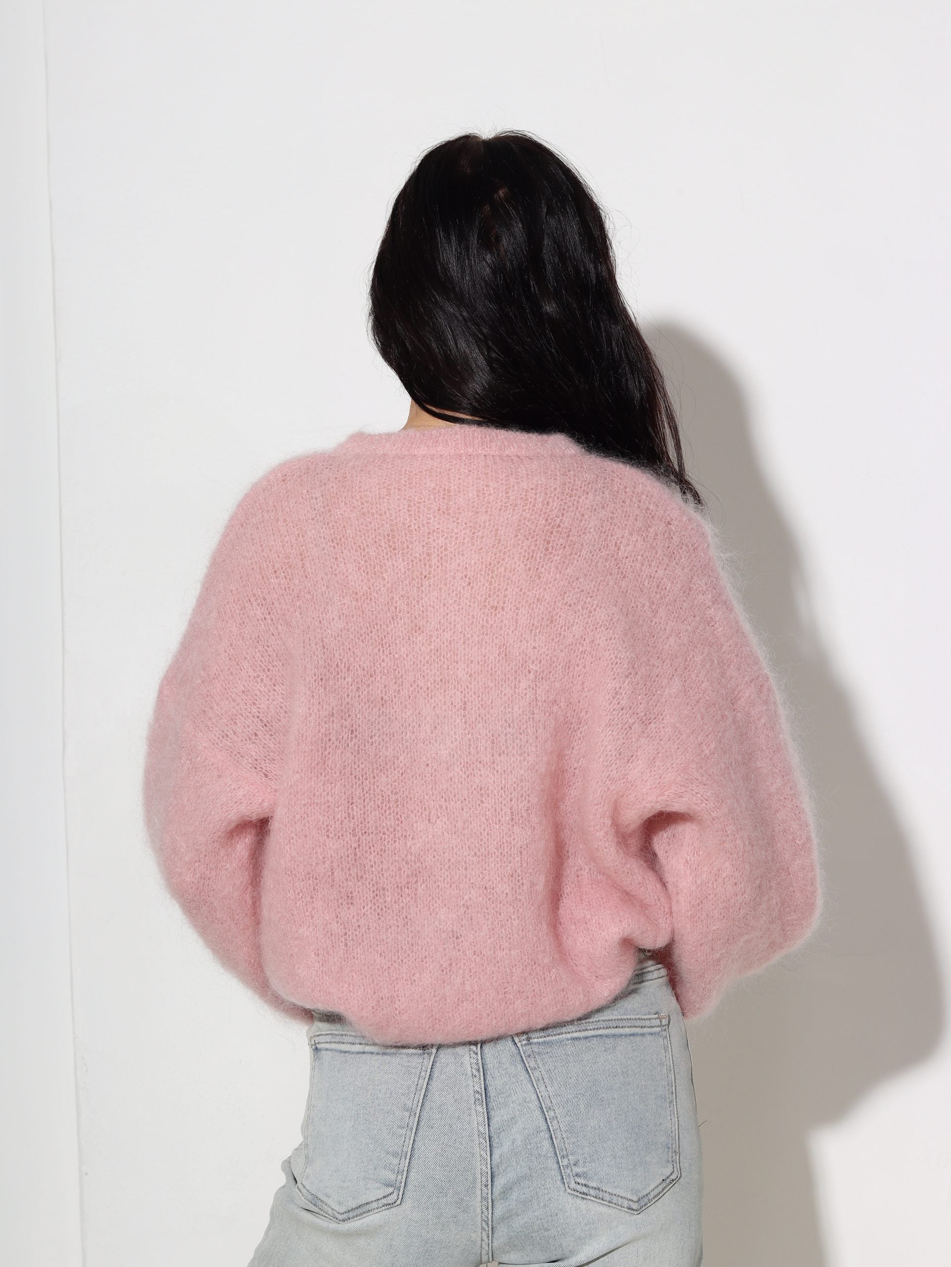 Gaiši rozā , brīva piegriezuma, pogājama Mohēras jaka - 16461