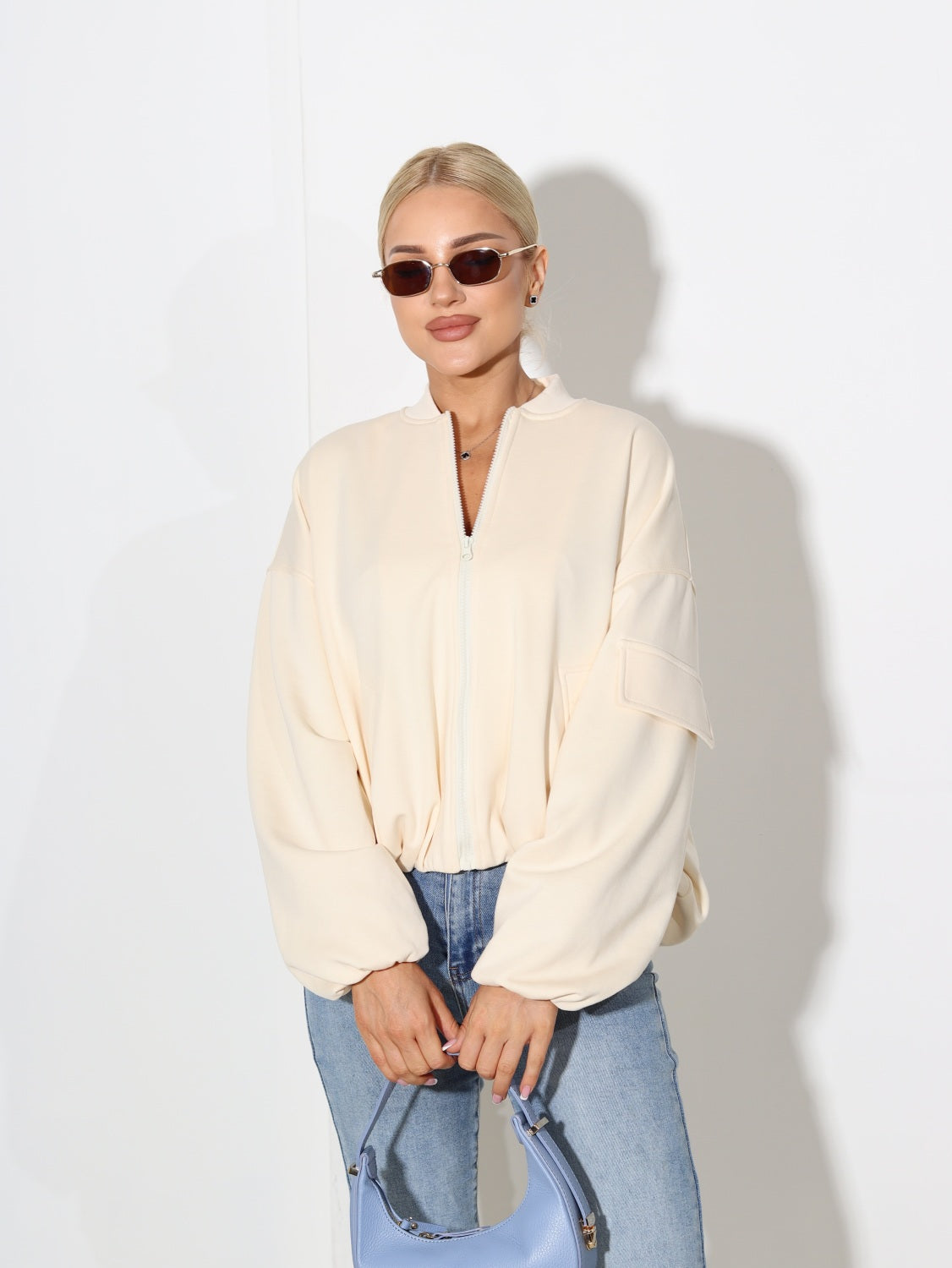 Bēša auduma bomber tipa virsjaka - 14543