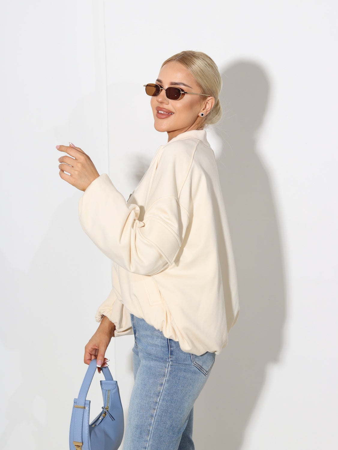 Bēša auduma bomber tipa virsjaka - 14543