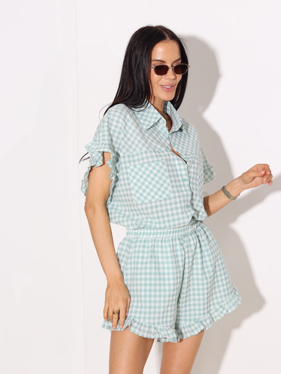 Zaļš 2daļīgs komplekts 'Rūtiņa' - 15145