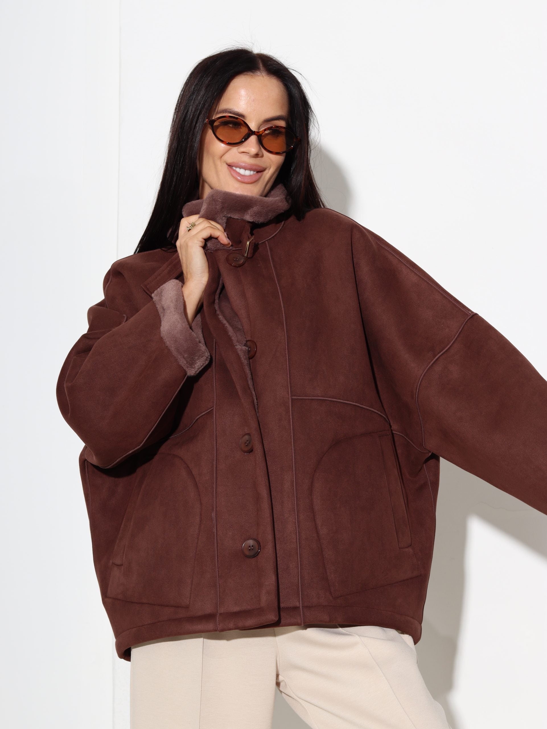 Šoko/brūna divpusēja virsjaka ar paaugstinātu apkali - 17178