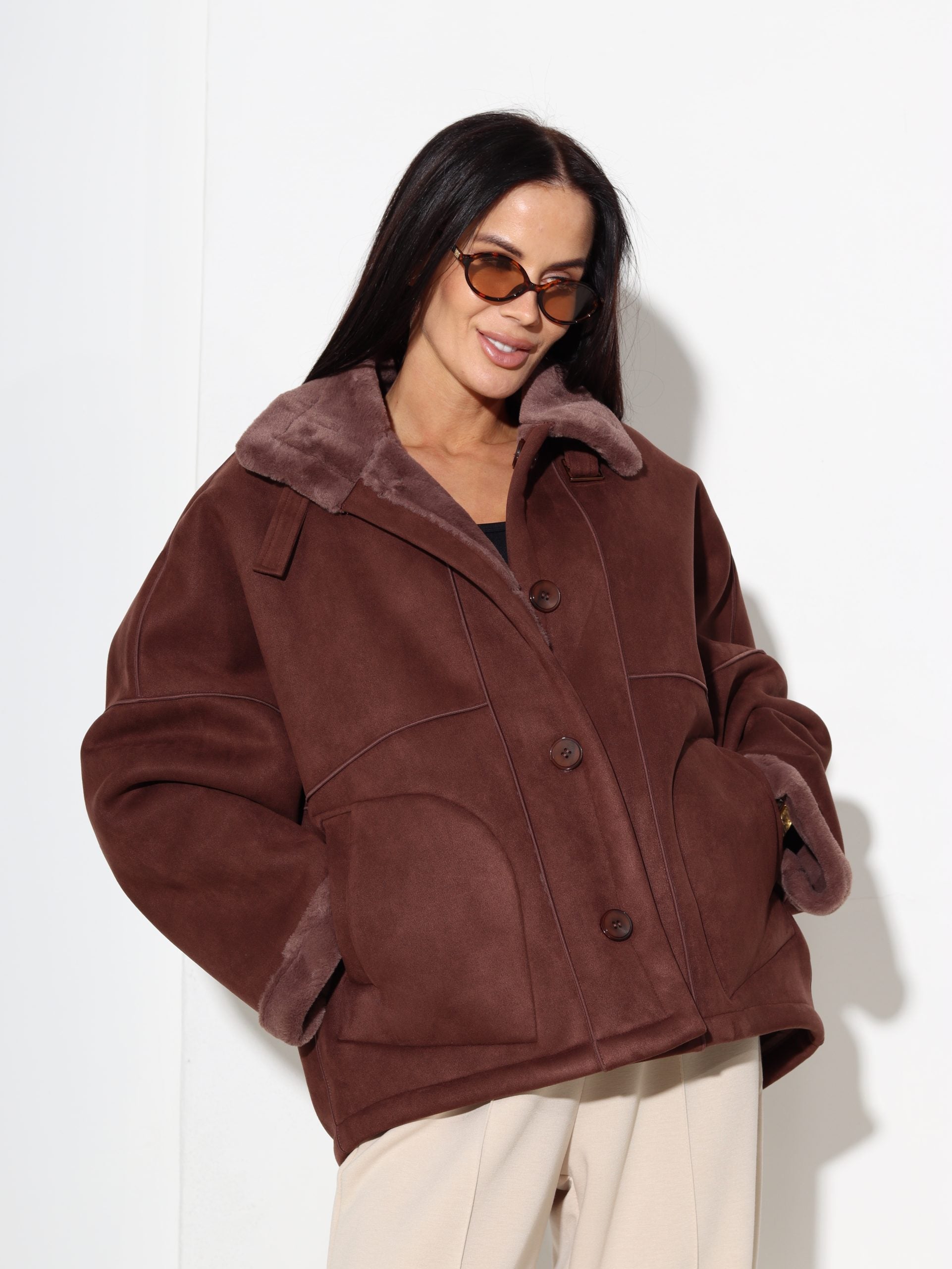 Šoko/brūna divpusēja virsjaka ar paaugstinātu apkali - 17178