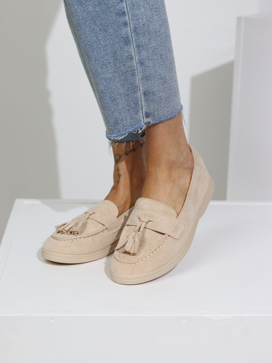 Bēši, mākslīgās zamšādas mokasīni - 15160