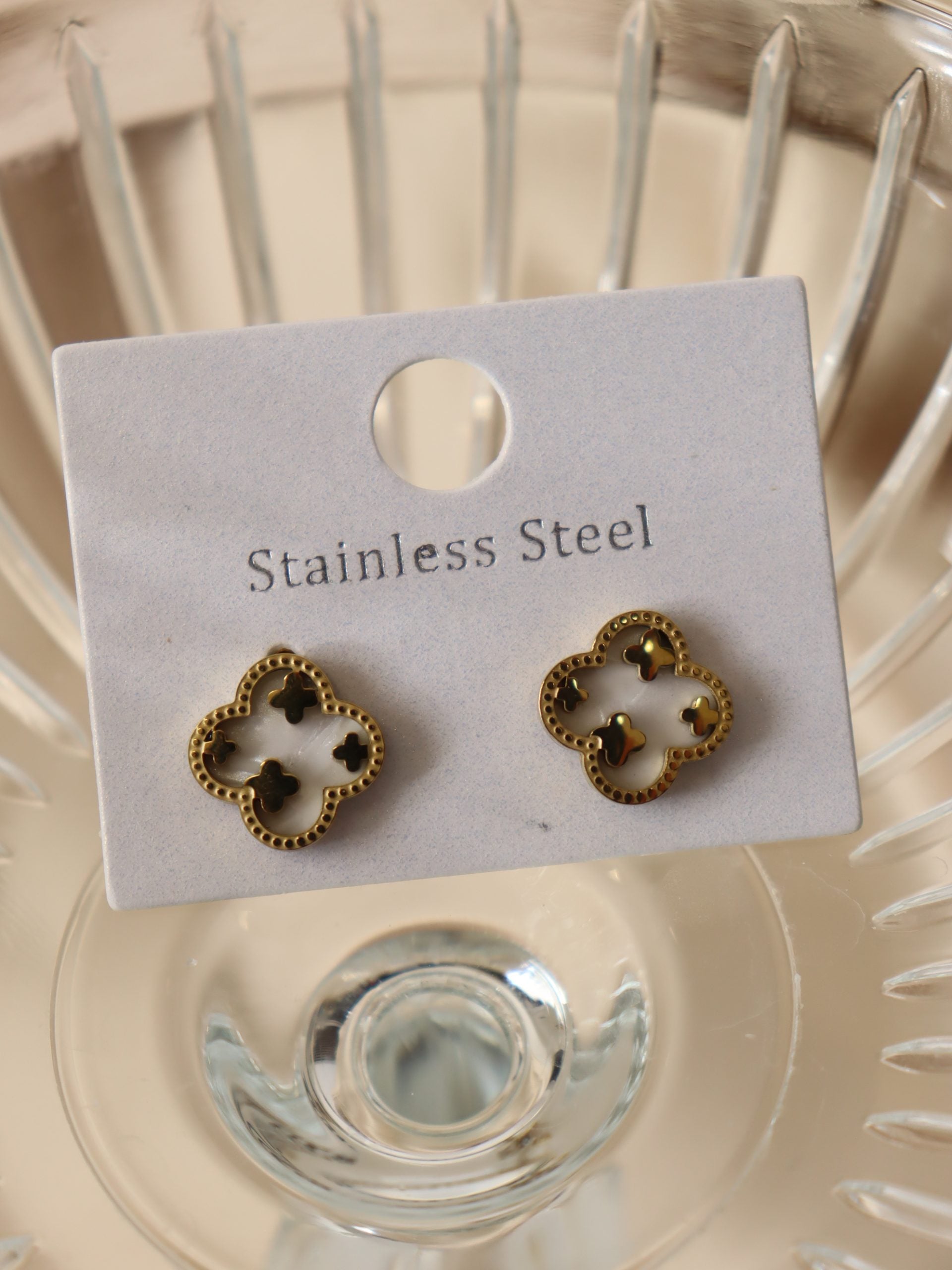 Zelta krāsas auskari "Ziediņš 4in1" - 17138