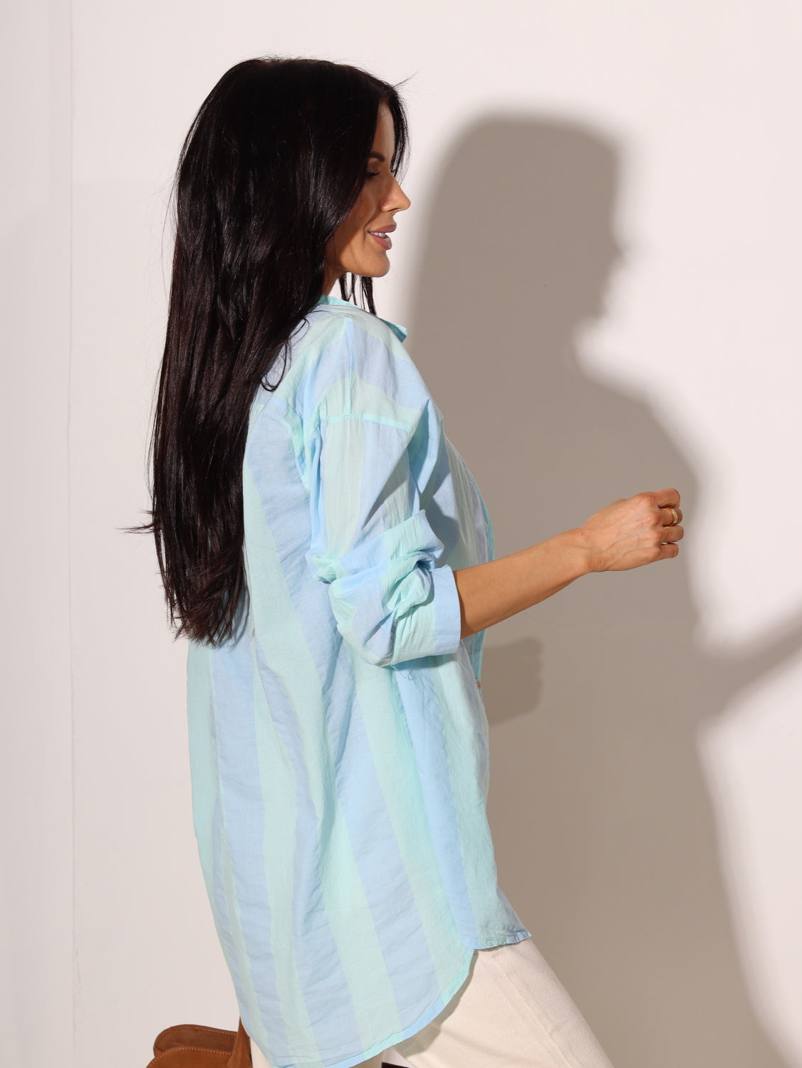 Zils krekls ar platas līnijas musturu - 14580