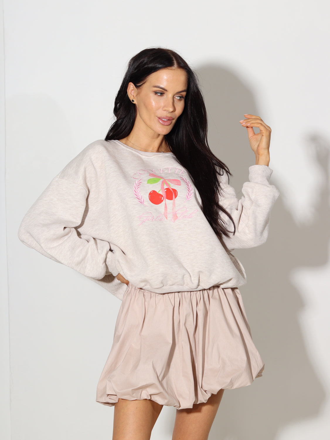 Bēšas krāsas kokvilnas balontipa svārki - 14611