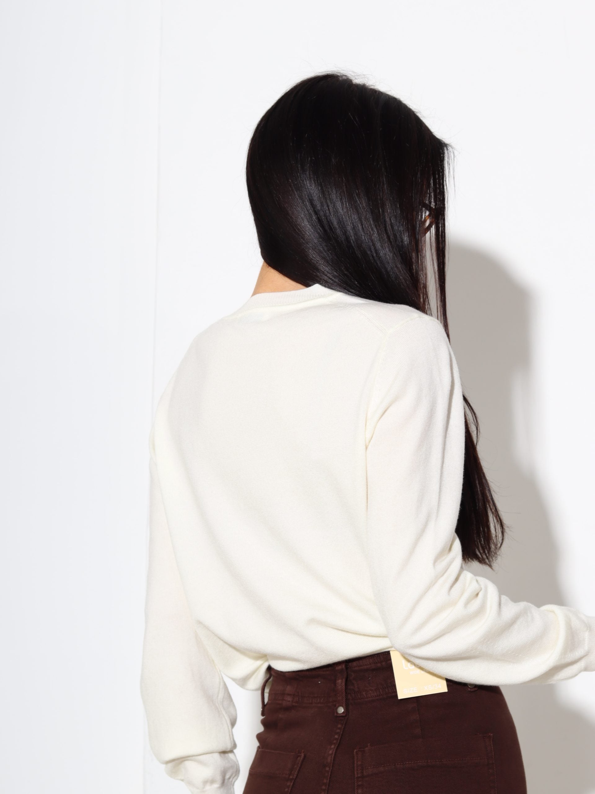 Balts "Basic" smalka adījuma džemperis - 17196