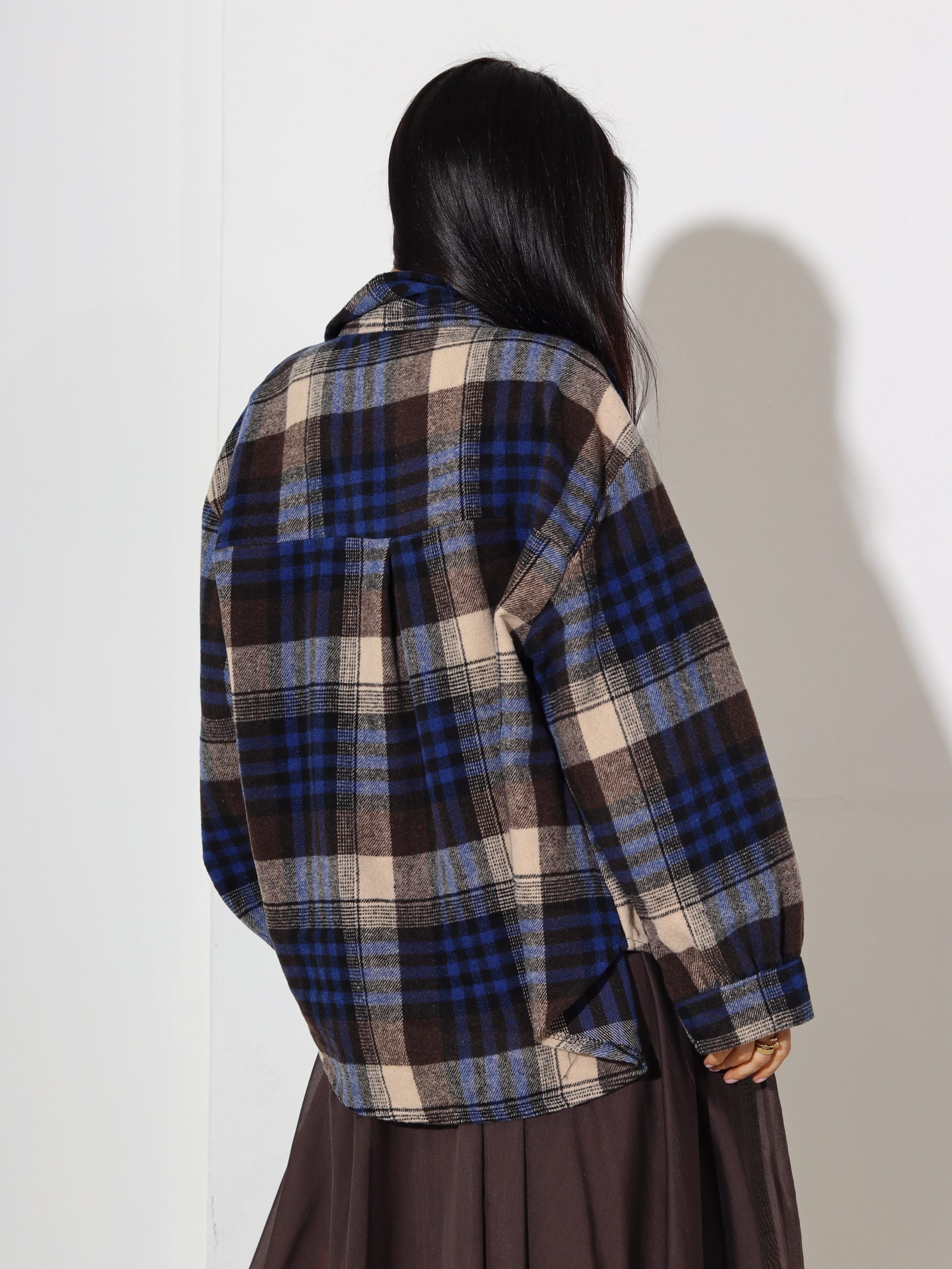 Zils bieza auduma rūtains krekls saule+puķe - 16889